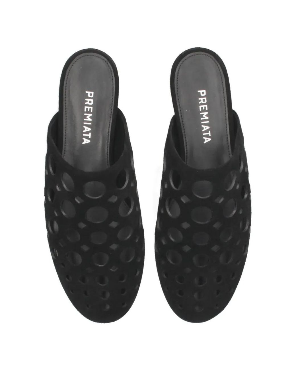 Premiata Black Cut-Out Leather Mules