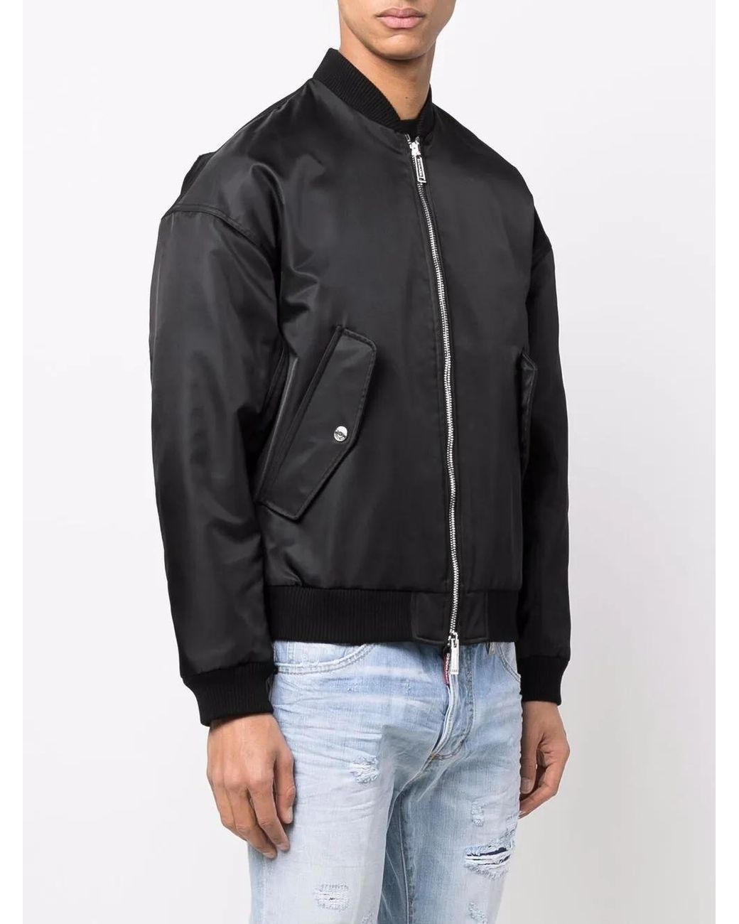DSquared² Black Slogan-Print Bomber Jacket for men
