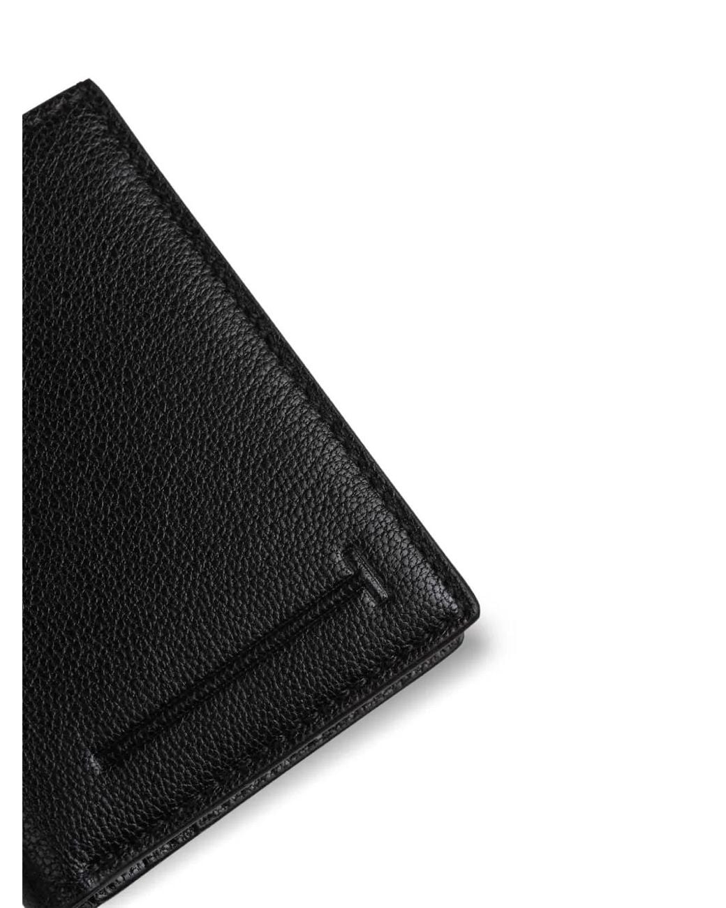 Tom Ford Black Embossed-Logo Foldable Leather Cardholder for men