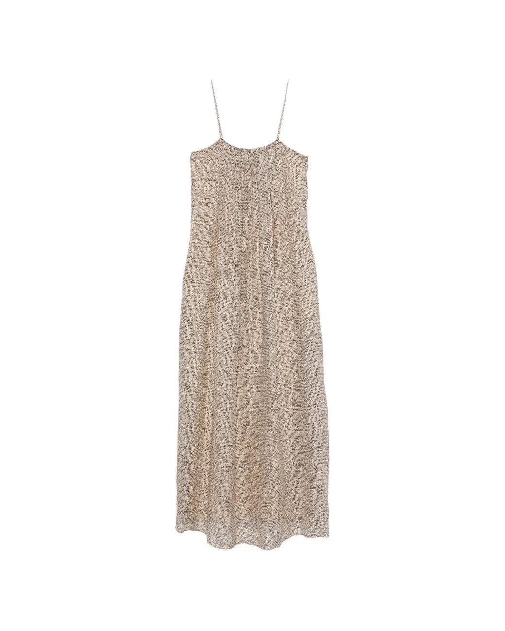 Alysi White Dotted Ramie Midi Dress