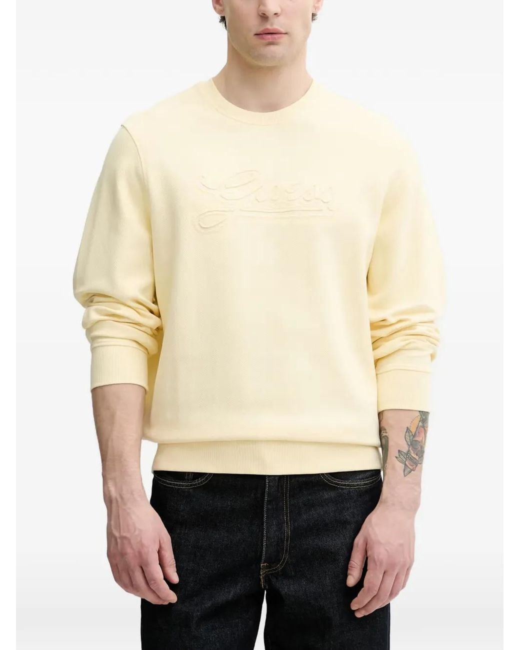 Guess Natural Embroidered Logo Sweatshirt for men