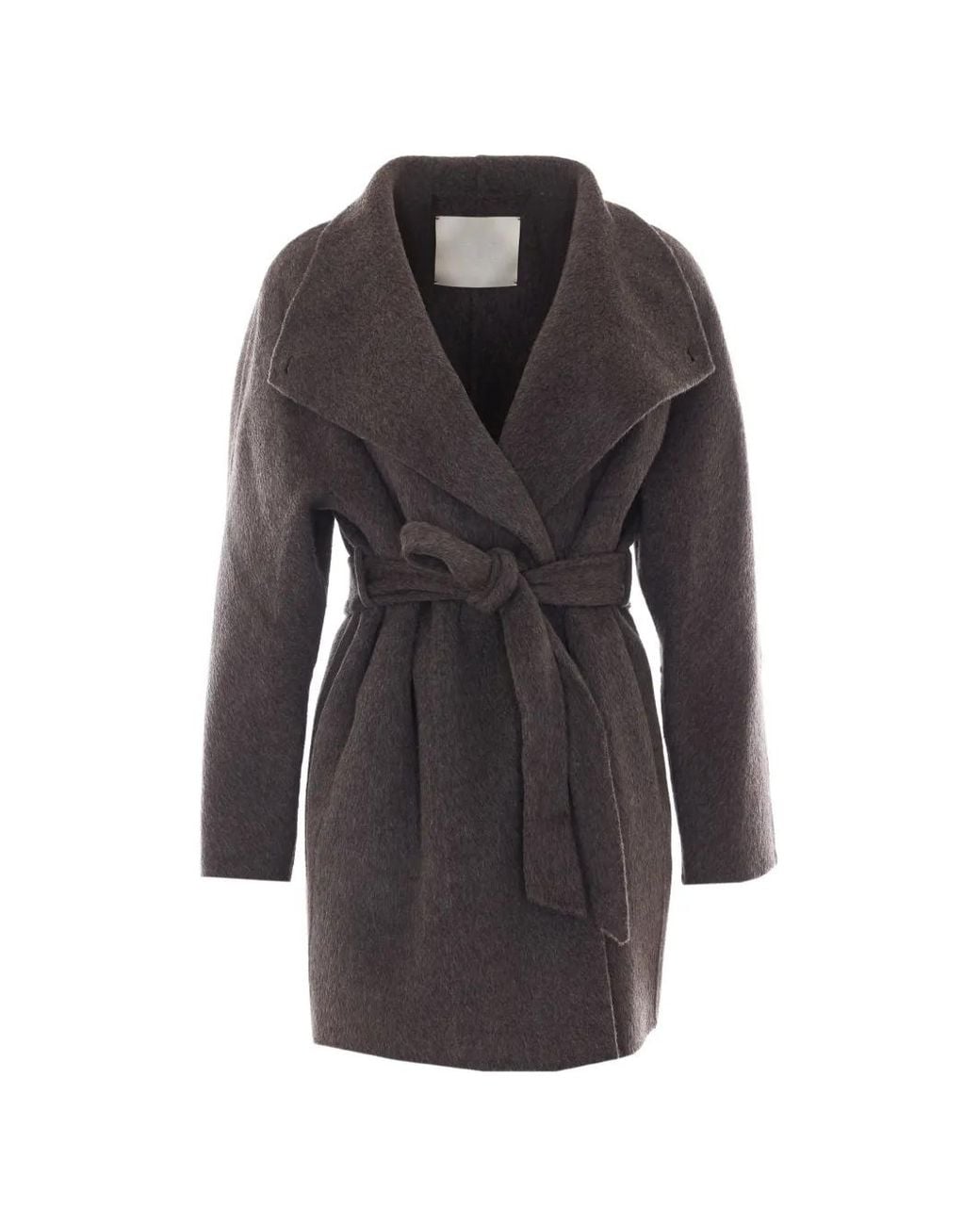 ELEH Gray Belted Shawl-Collar Coat