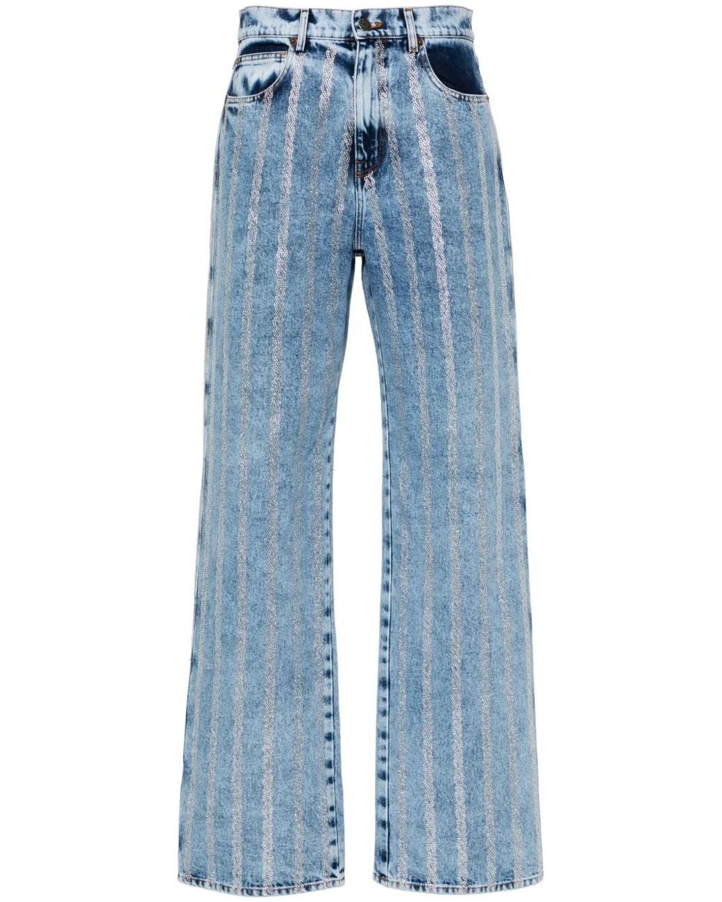 GIUSEPPE DI MORABITO Blue Crystal-Embellished Straight Jeans
