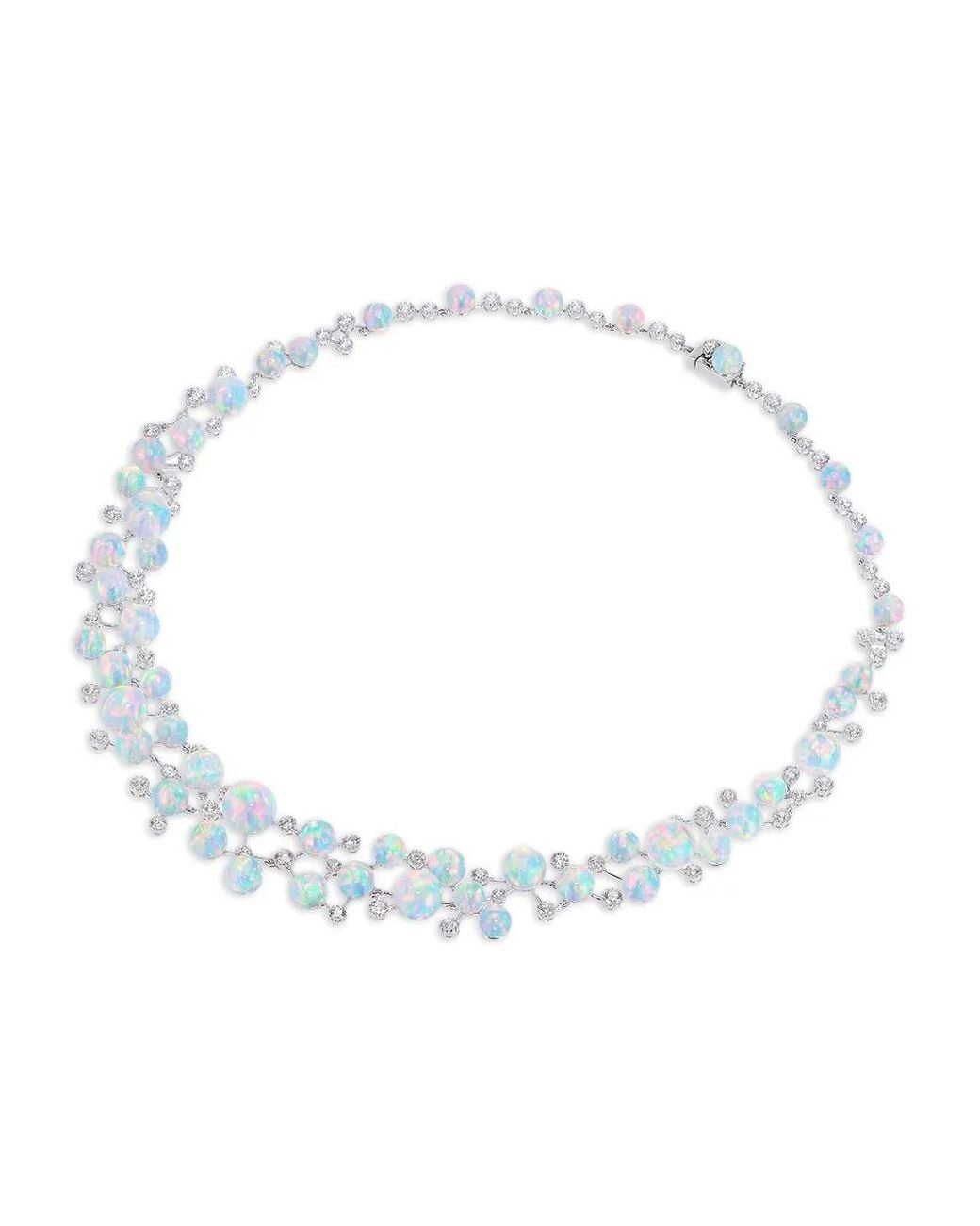 Anabela Chan White Constellation Diamond And Opal Necklace