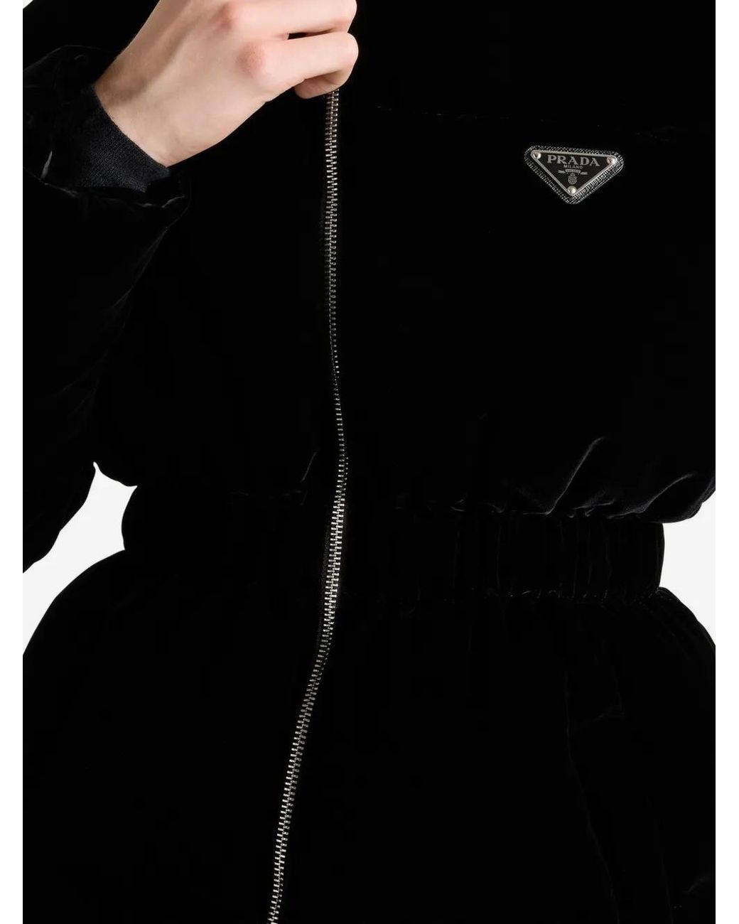 Prada Black Velvet Down Jacket