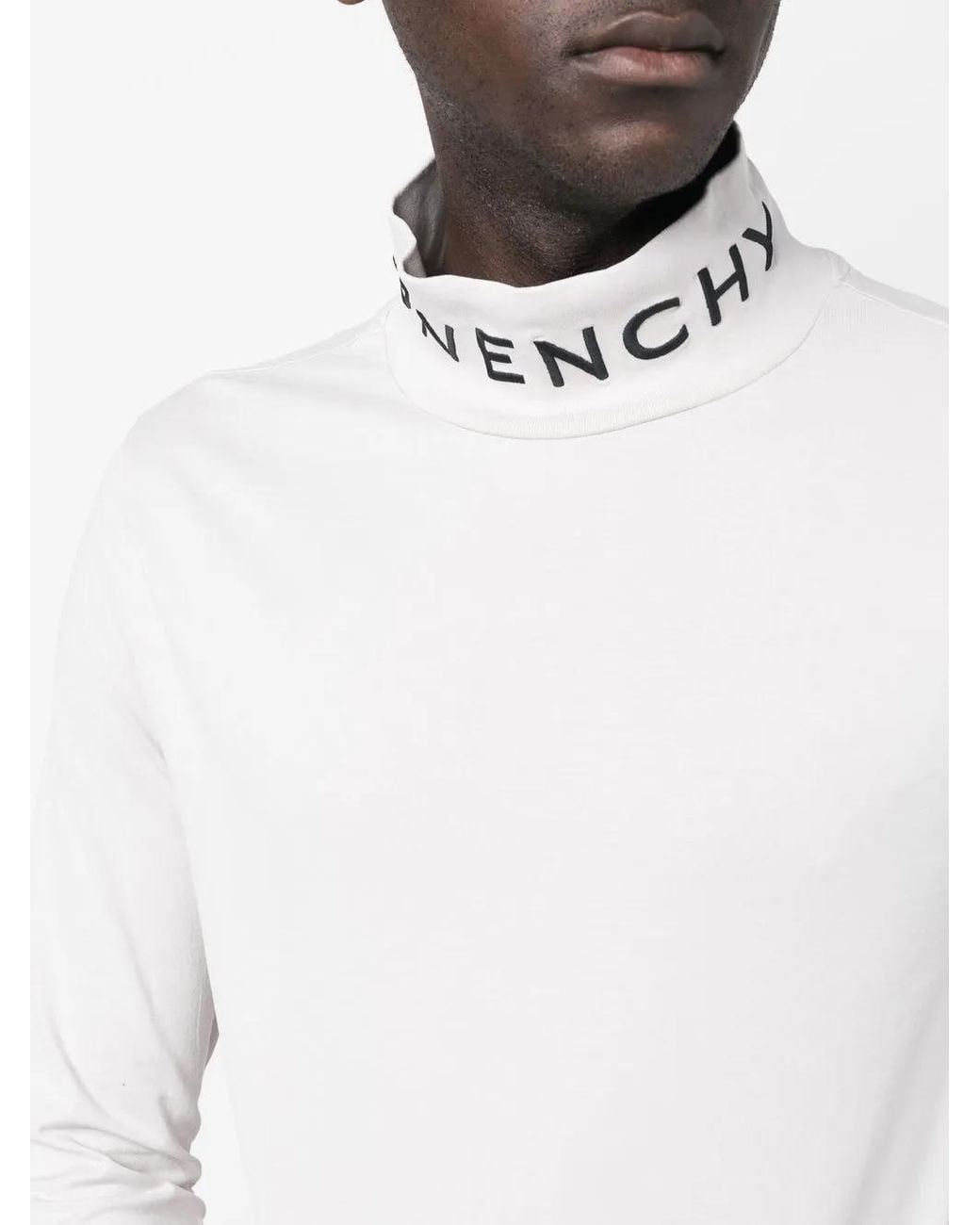 Givenchy White Logo Collar Long-Sleeved Shirt for men
