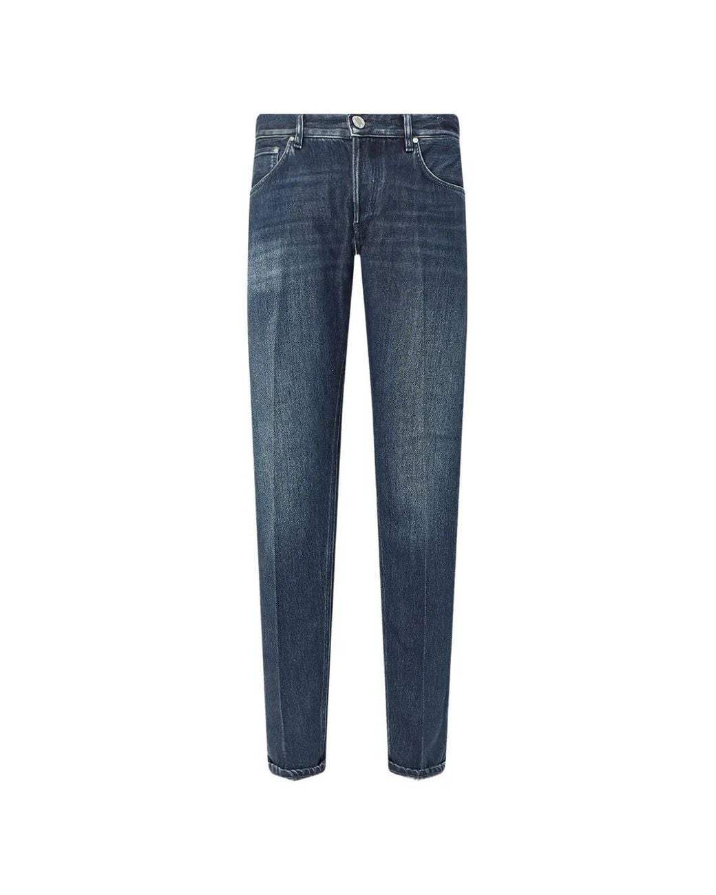 PT Torino Blue Reggae Pressed-Crease Faded Jeans for men