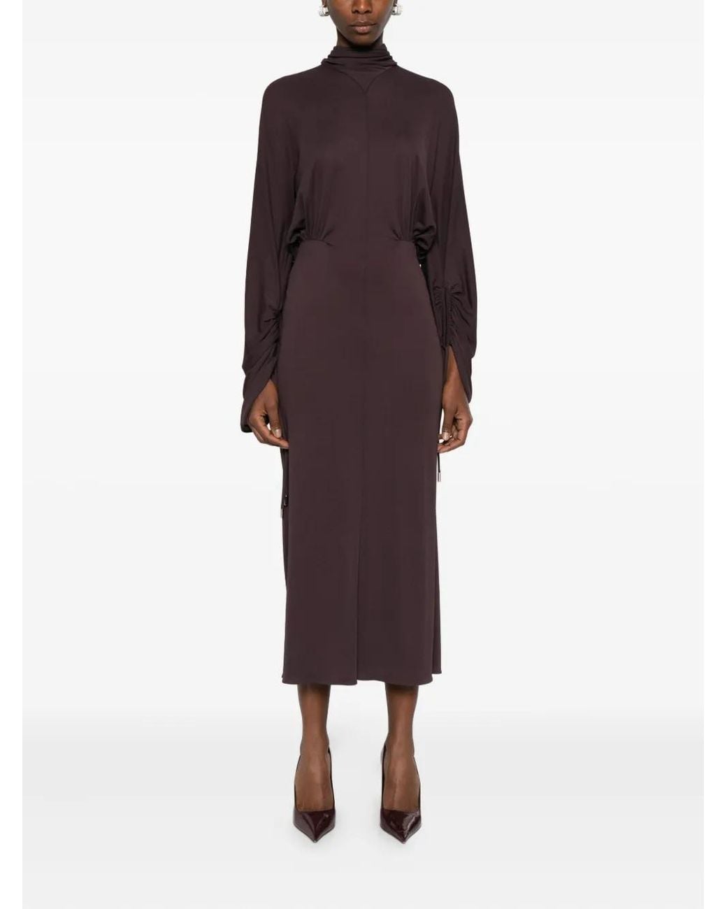 Lanvin Purple Gathered Midi Dress