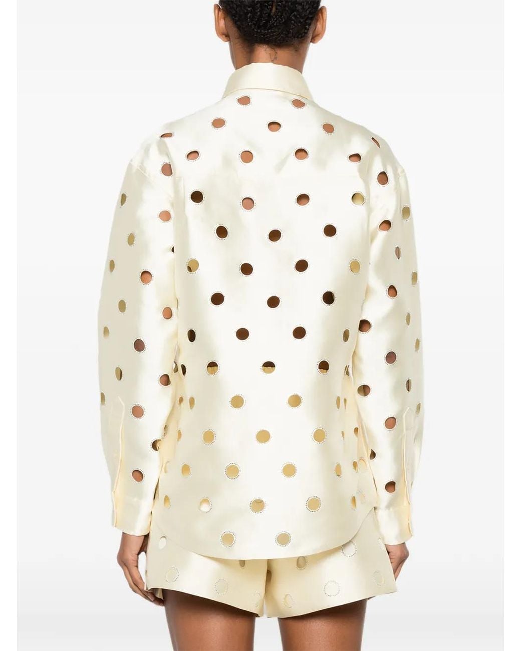 Sandro White Openwork Rhinestone Shirt