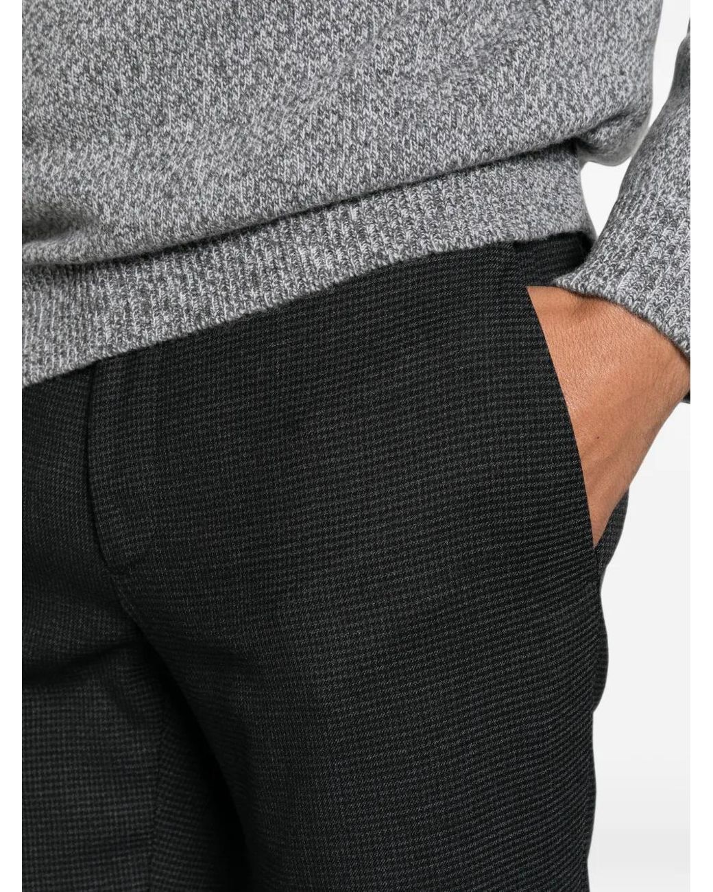 Incotex Black Houndstooth-Pattern Tailored Trousers for men