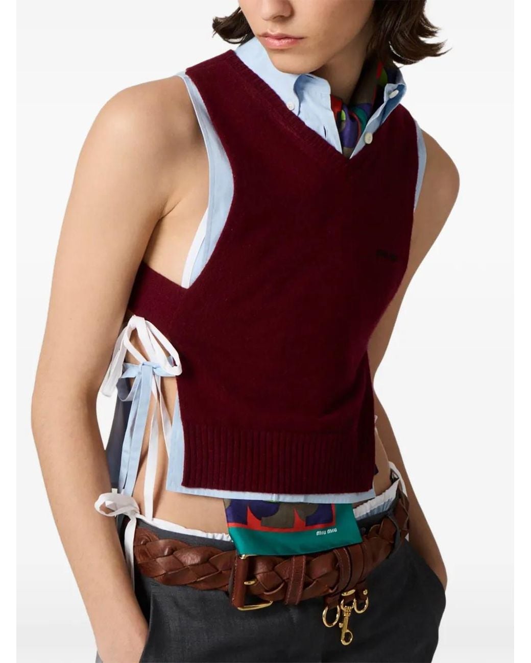 Miu Miu Red Cashmere Knit Vest