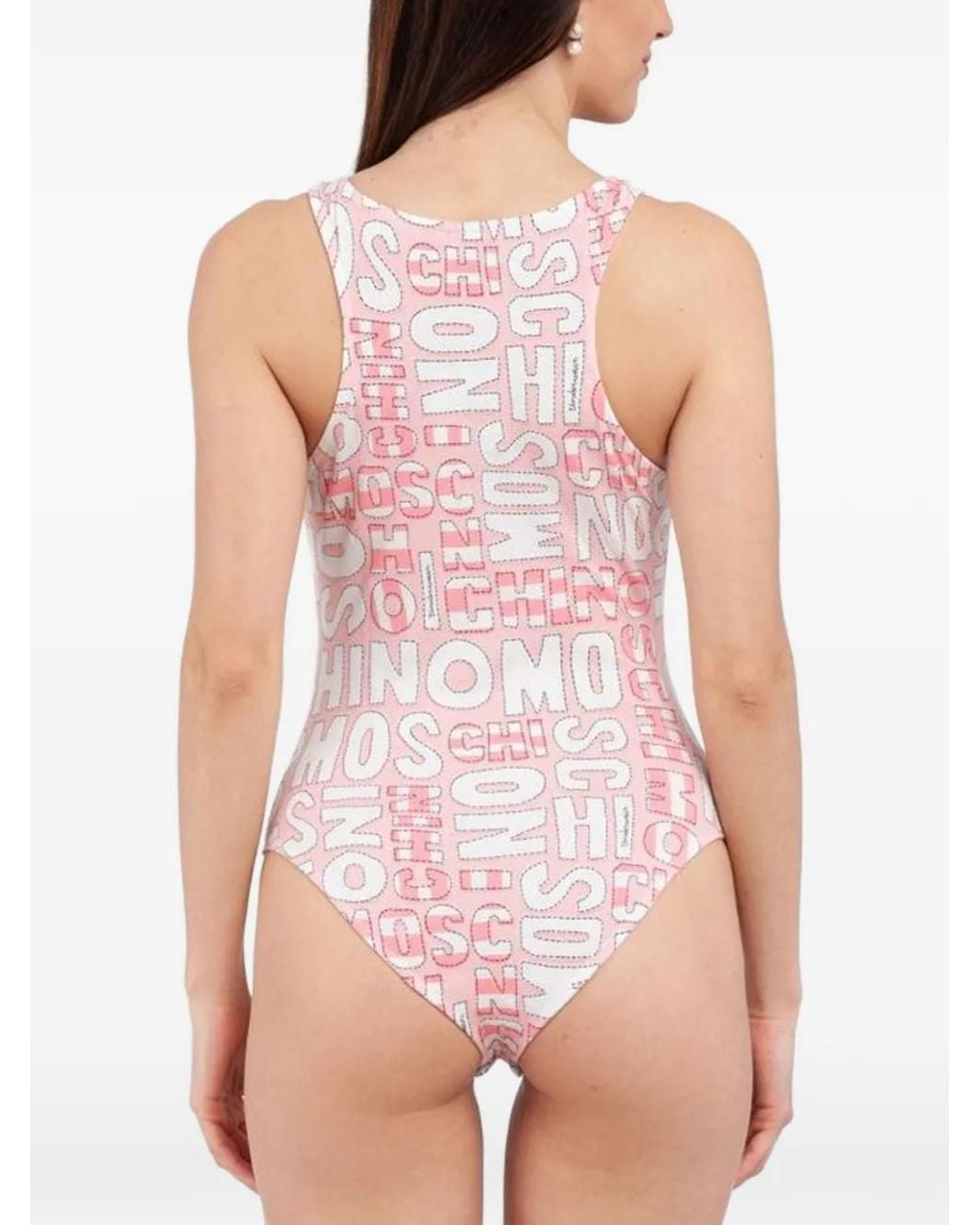 Moschino Pink Logo-Print One-Piece