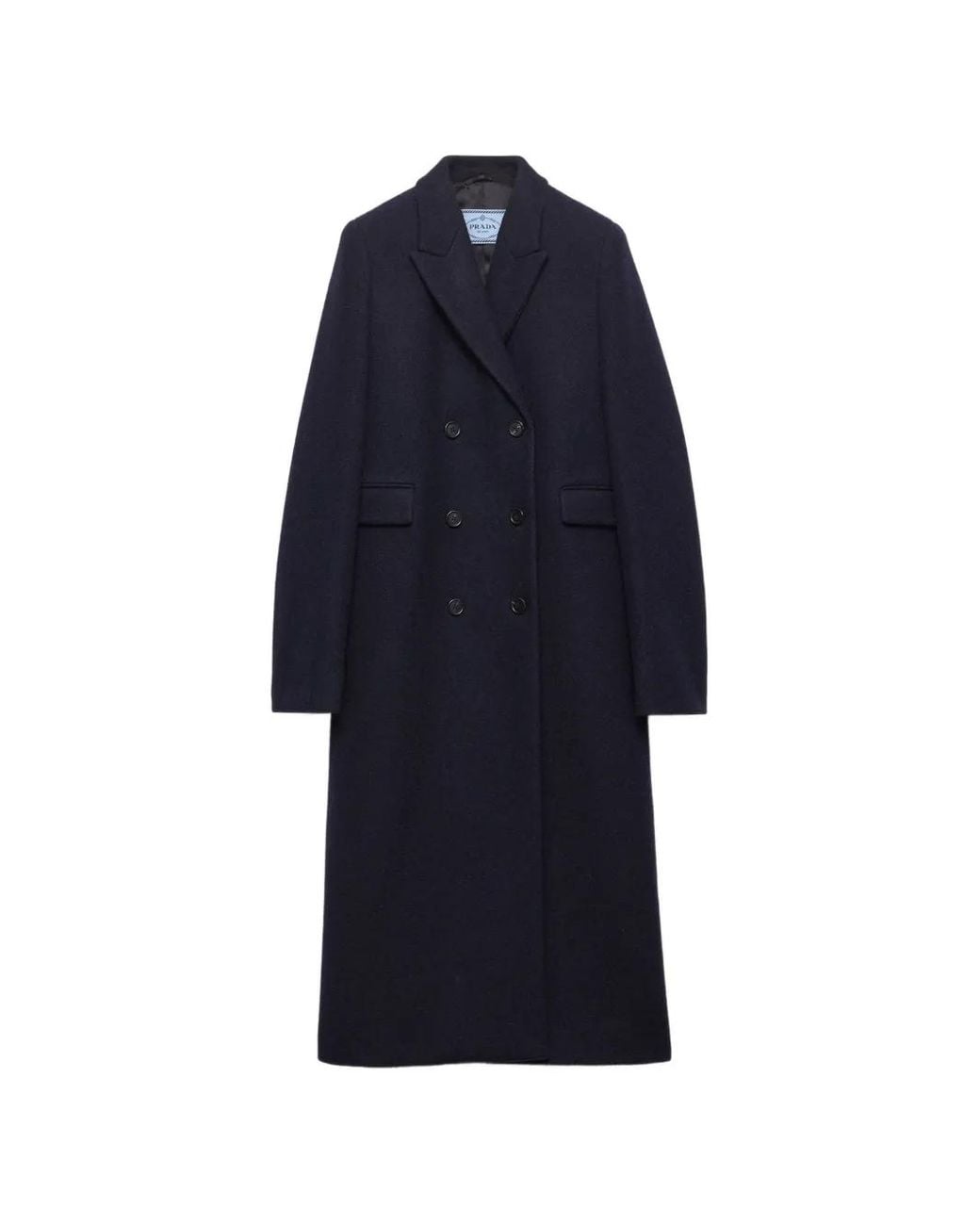 Prada Blue Double-Breasted Shetland-Wool Coat