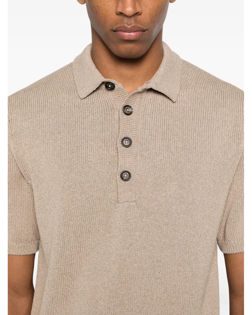 Eleventy Natural Knitted Polo Shirt for men