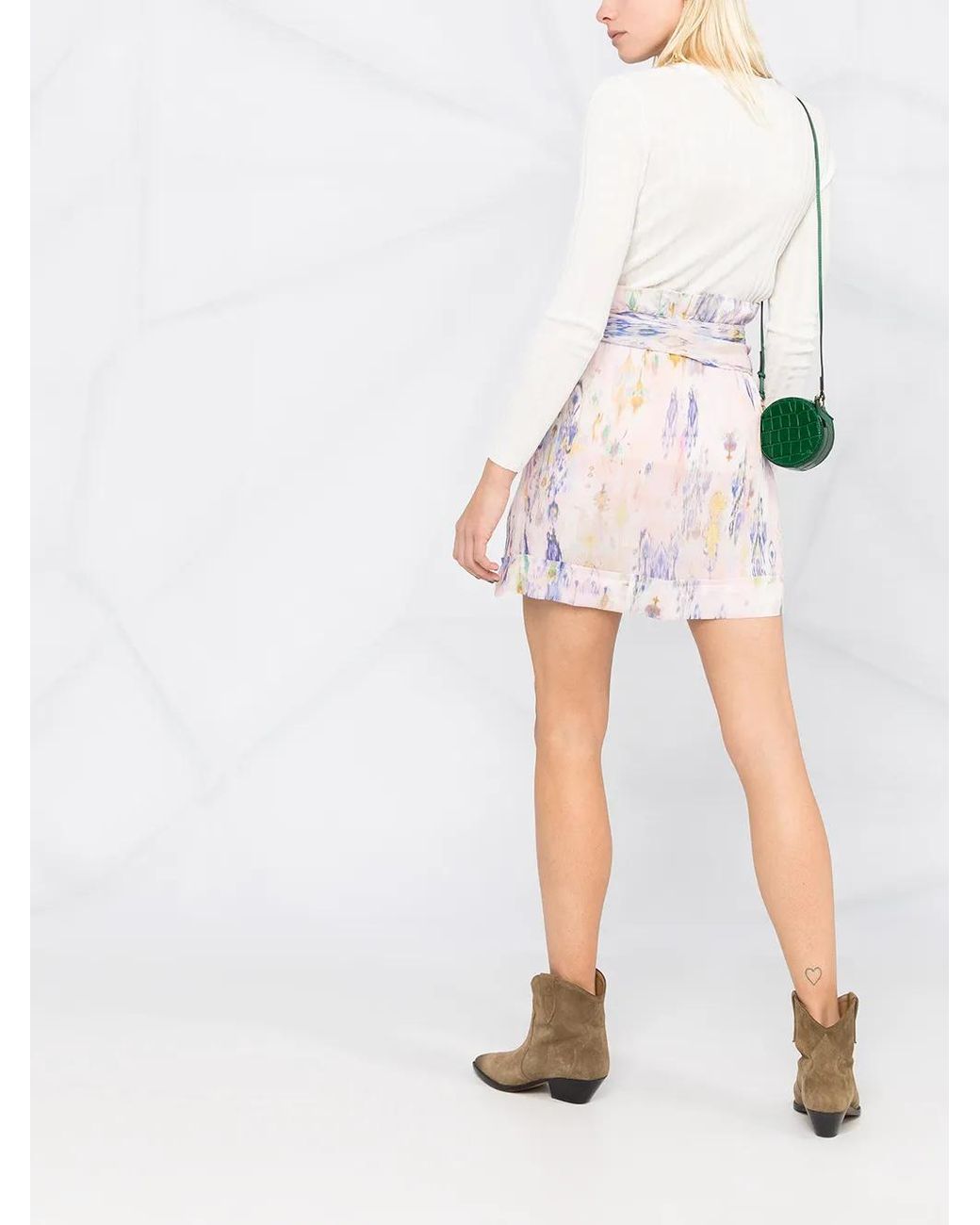 IRO Pink Floral-Print Tied-Waist Short Skirt