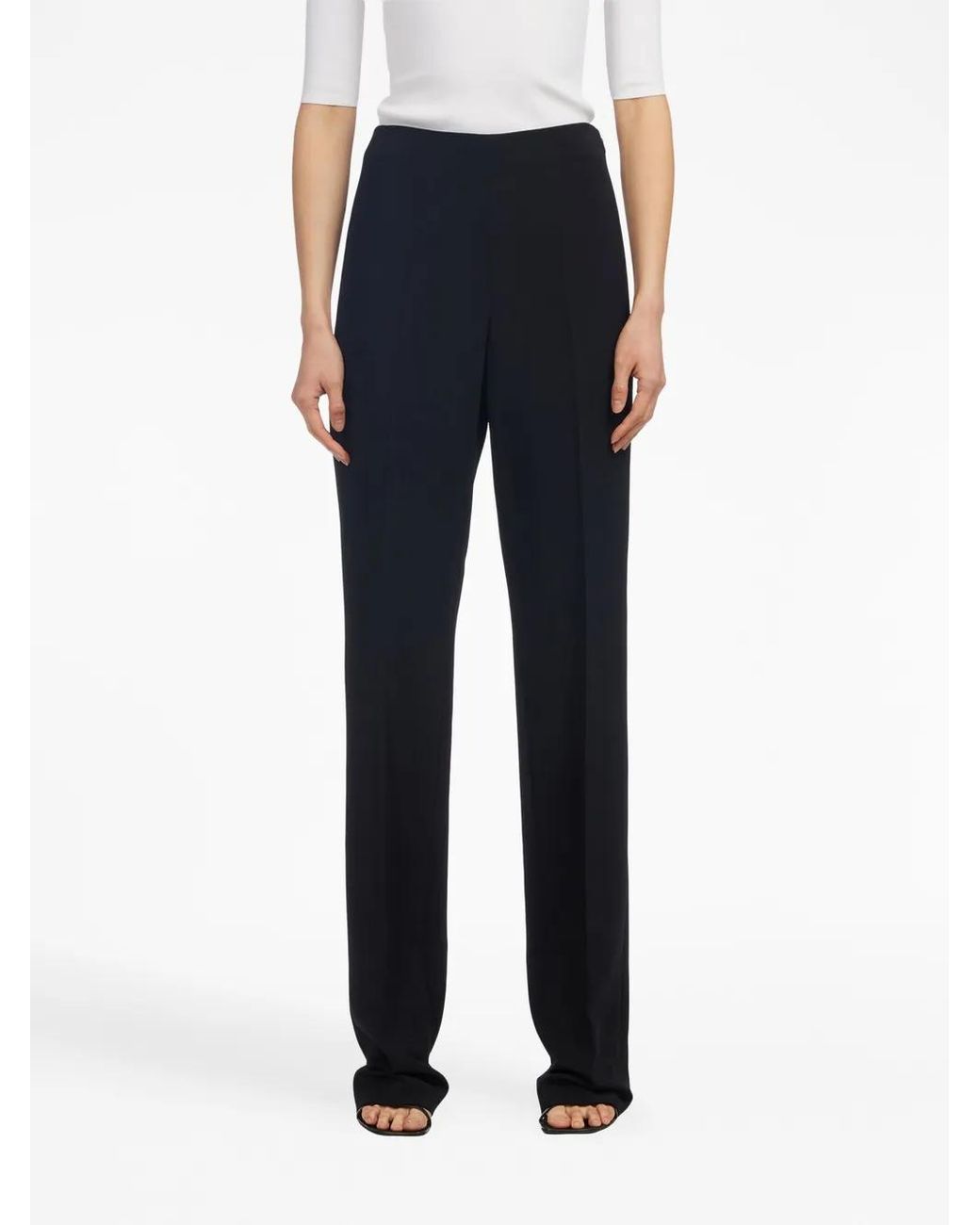 Ferragamo Blue Straight-Leg Pleated Trousers