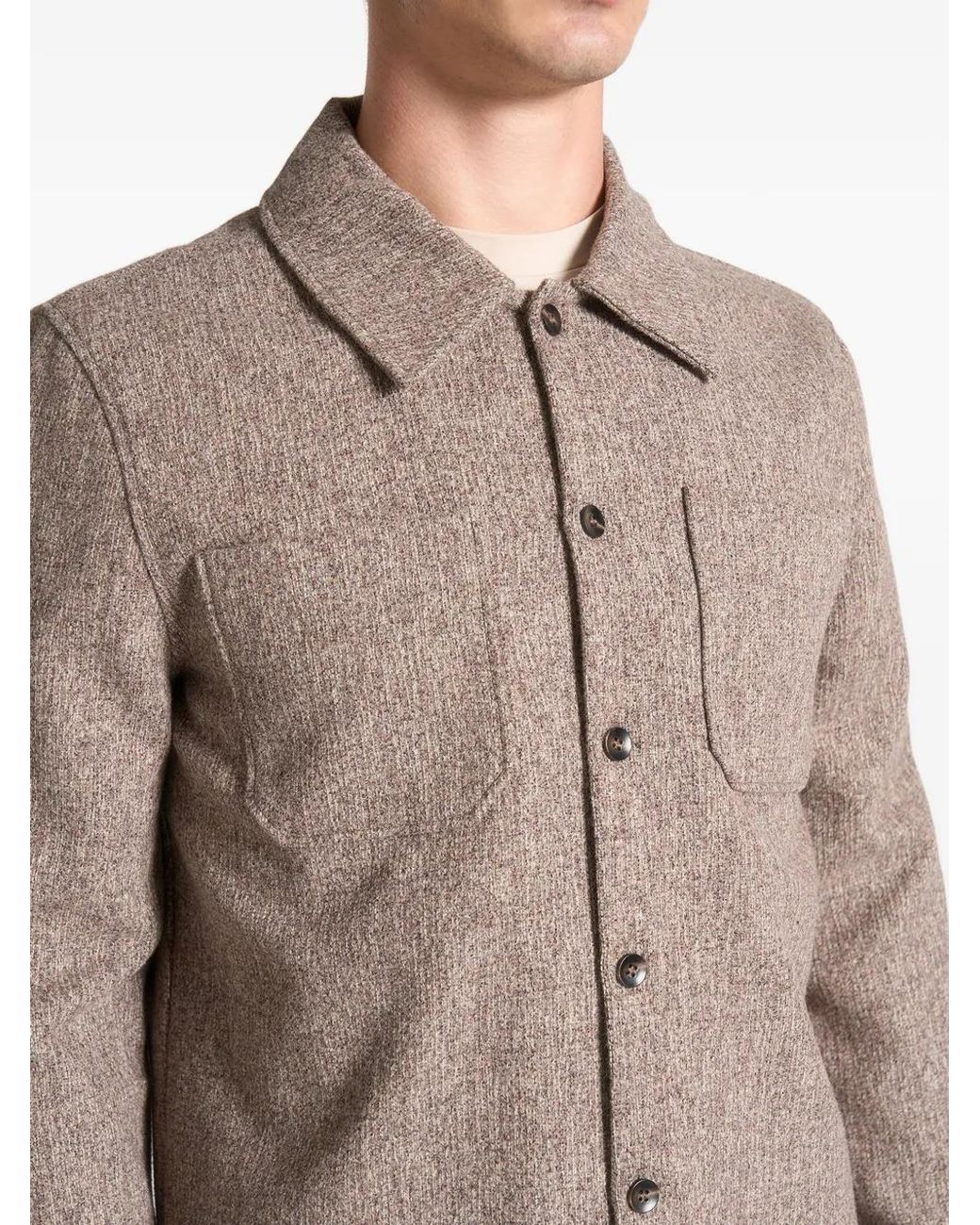Manière De Voir Brown Melange Overshirt for men