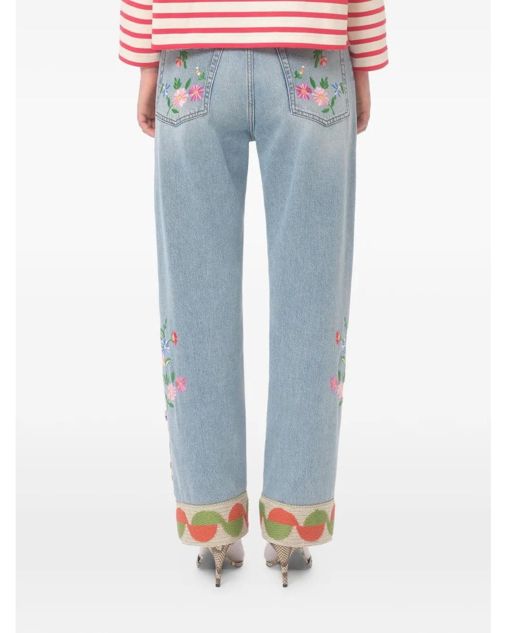 Valentino Garavani Blue Embroidered Jeans
