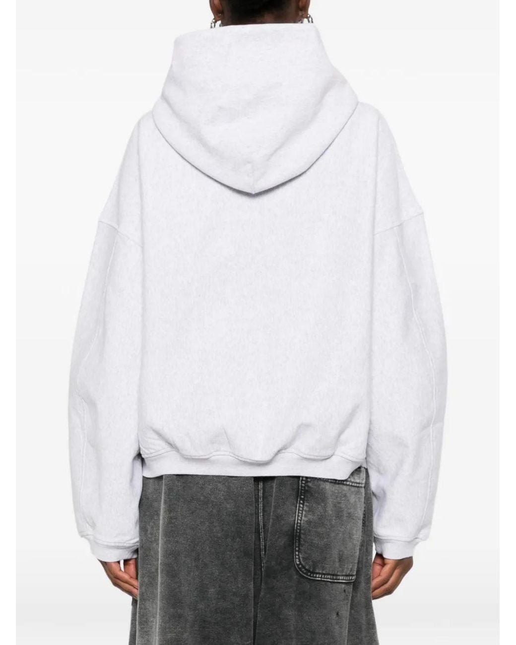 Alexander Wang White Logo-Print Zip-Up Hoodie