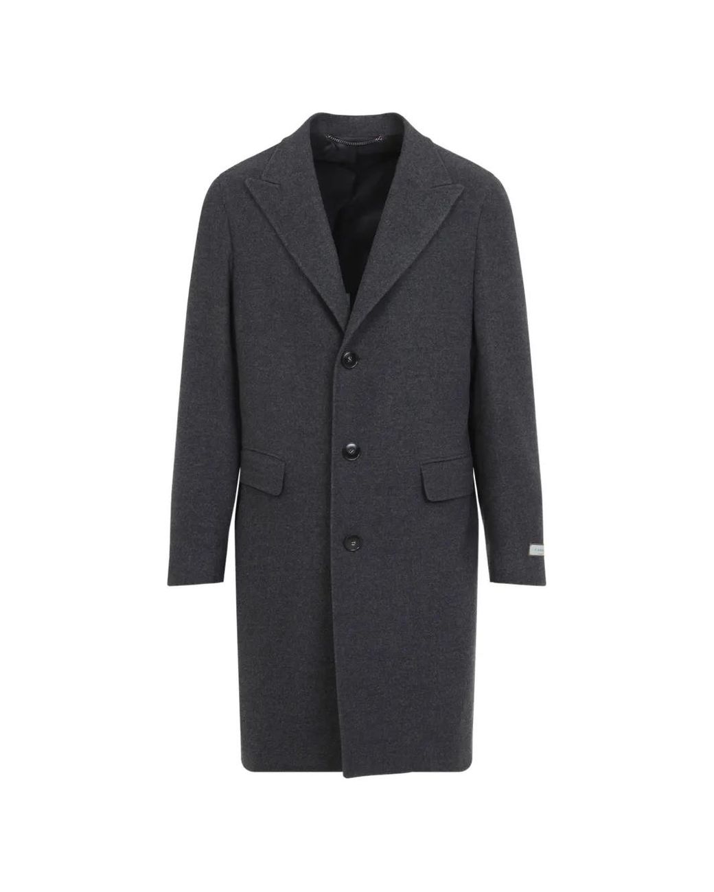 Canali Blue Single-Breasted Wool Coat for men