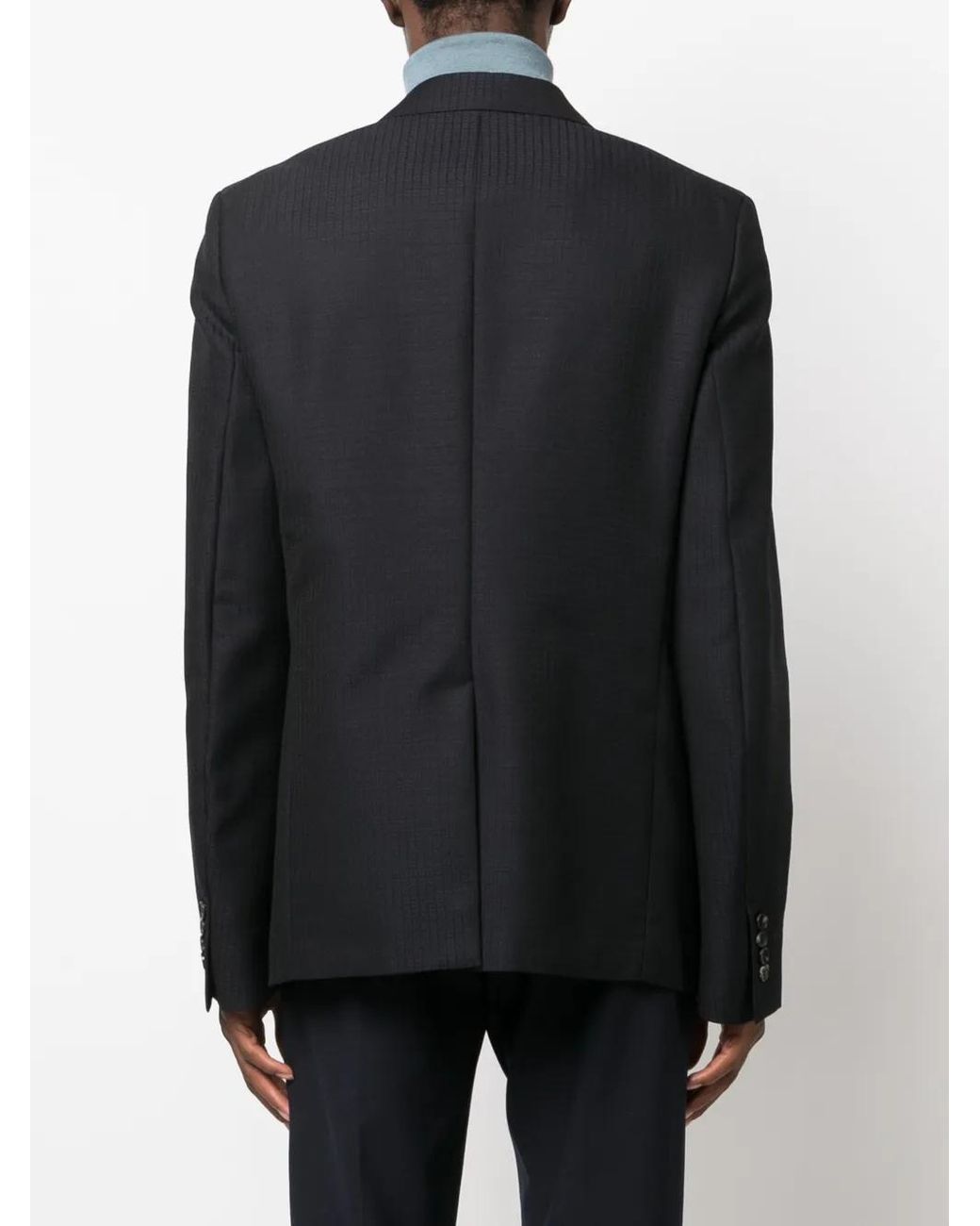 Lanvin Black Checked Double-Breasted Blazer for men