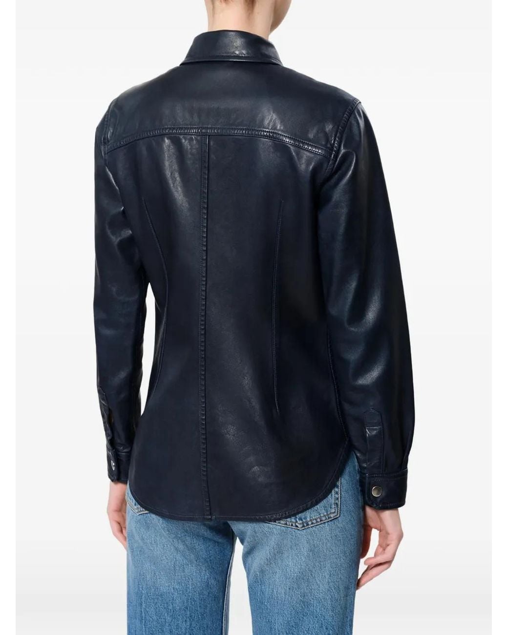 Isabel Marant Blue Valdy Leather Shirt
