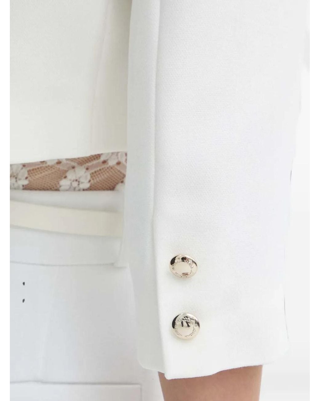 Morgan White Veste Crop À Poignets Boutonnés