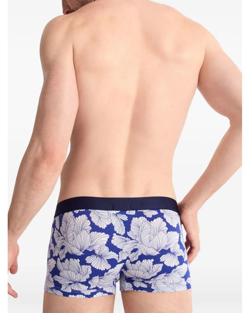 Aubade Blue Floral-Print Boxer Trunks for men