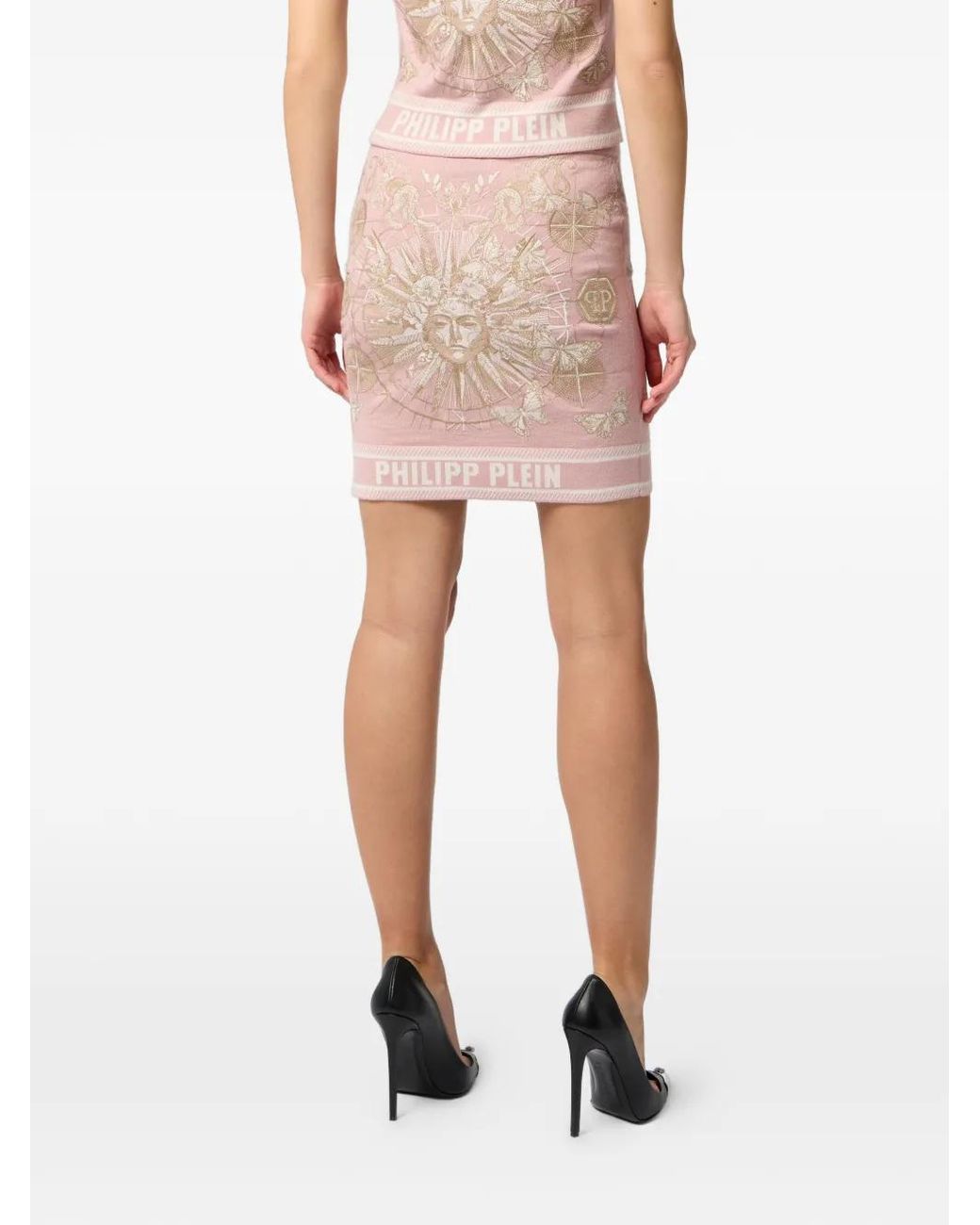 Philipp Plein Pink Logo-Plaque Mini Skirt