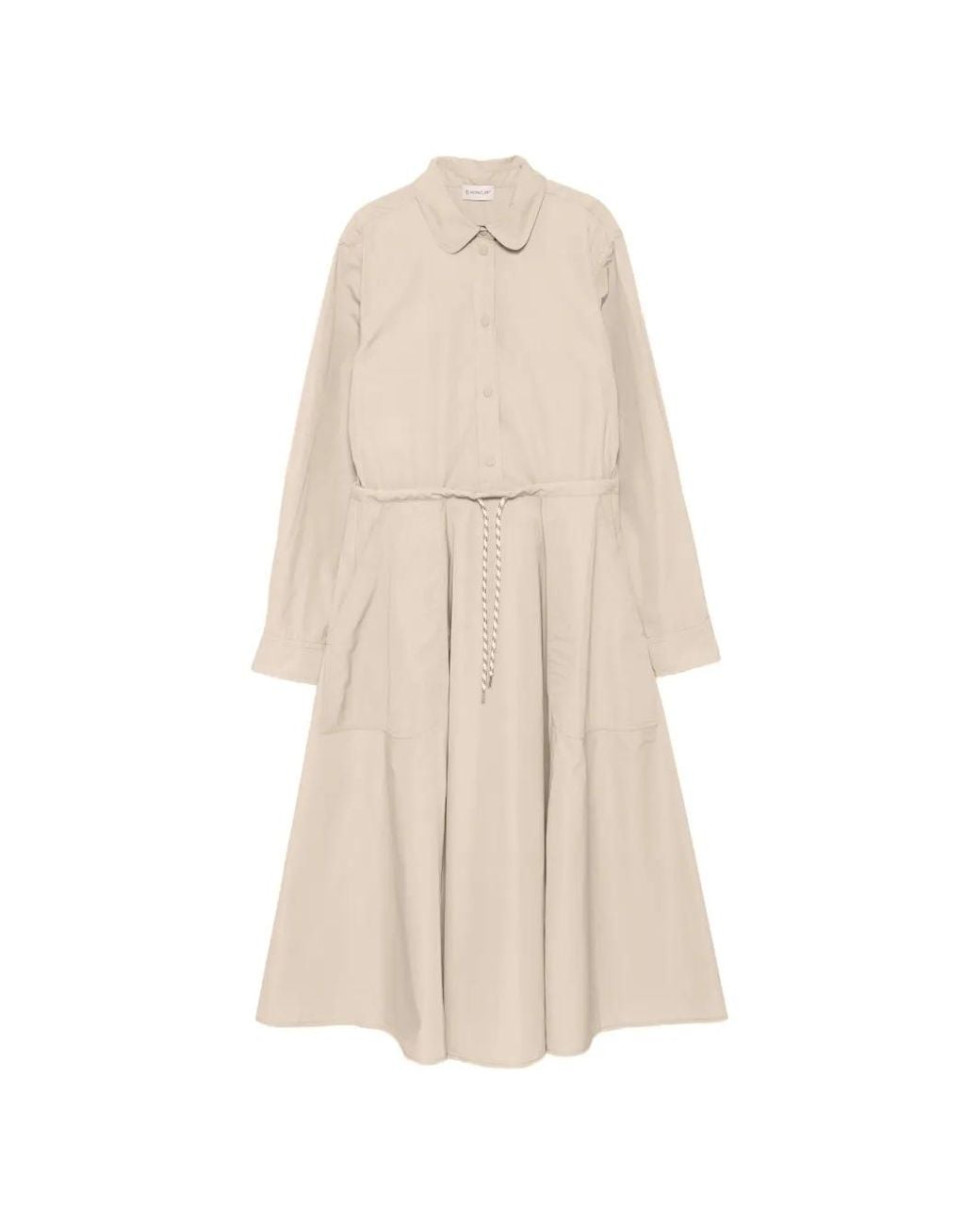 Moncler Natural Robe Mi-Longue À Boutons Pression