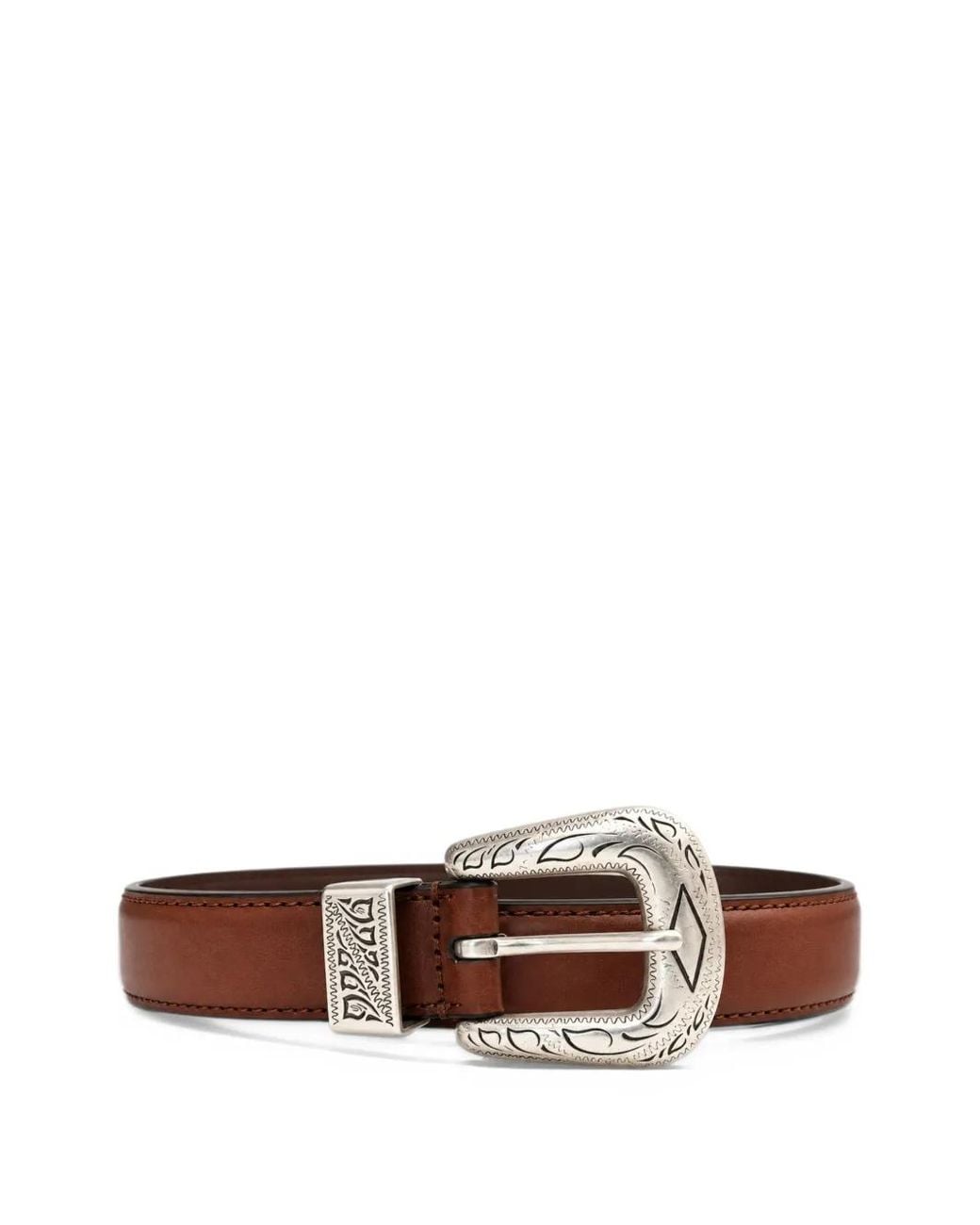 Andersons White Engraved Leather Belt for men