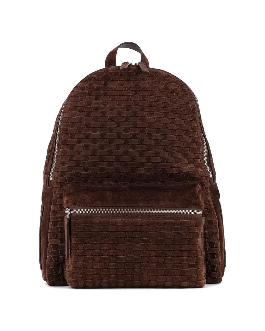 Orciani Brown Laio Peach Woven-Pattern Suede Backpack for men