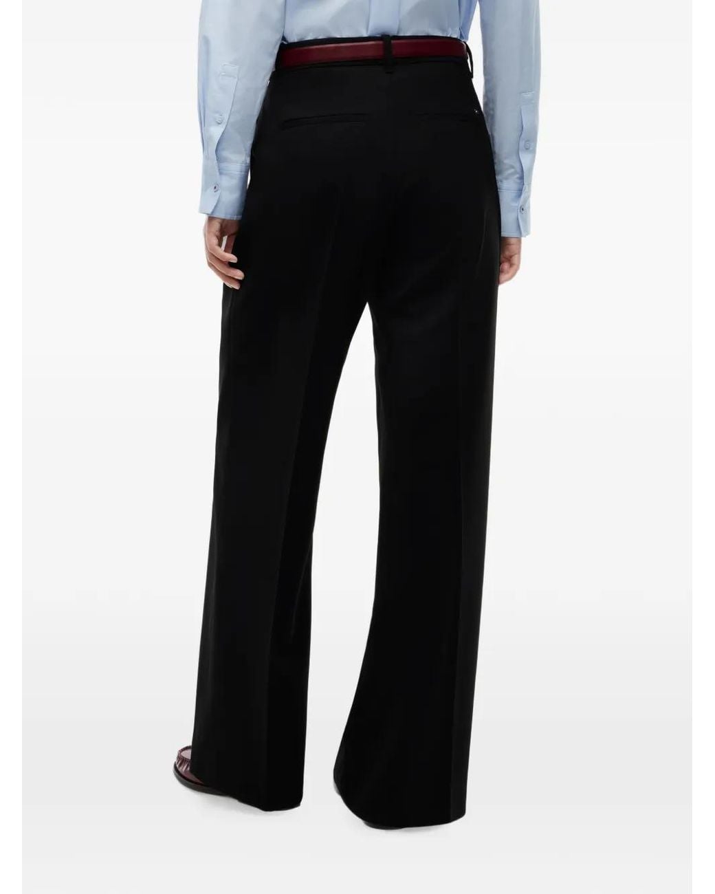 Tommy Hilfiger Black Pleated Wide-Leg Trousers