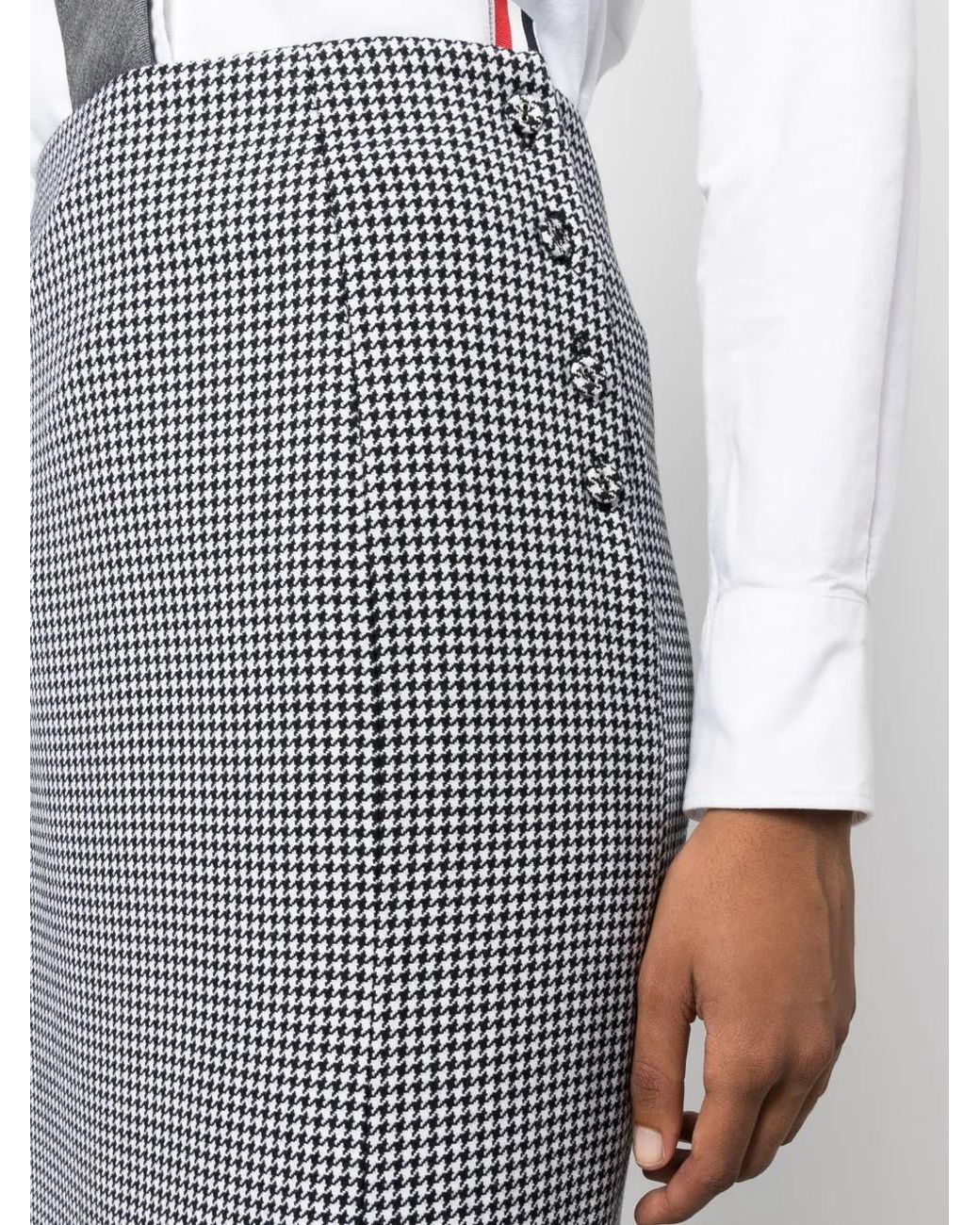 Thom Browne Gray Houndstooth-Pattern Wool Maxi Skirt