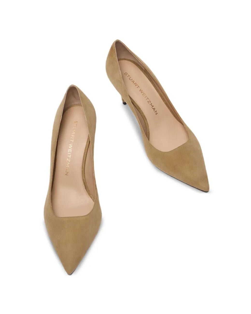 Stuart Weitzman Natural Pointed Stuart Suede Pumps
