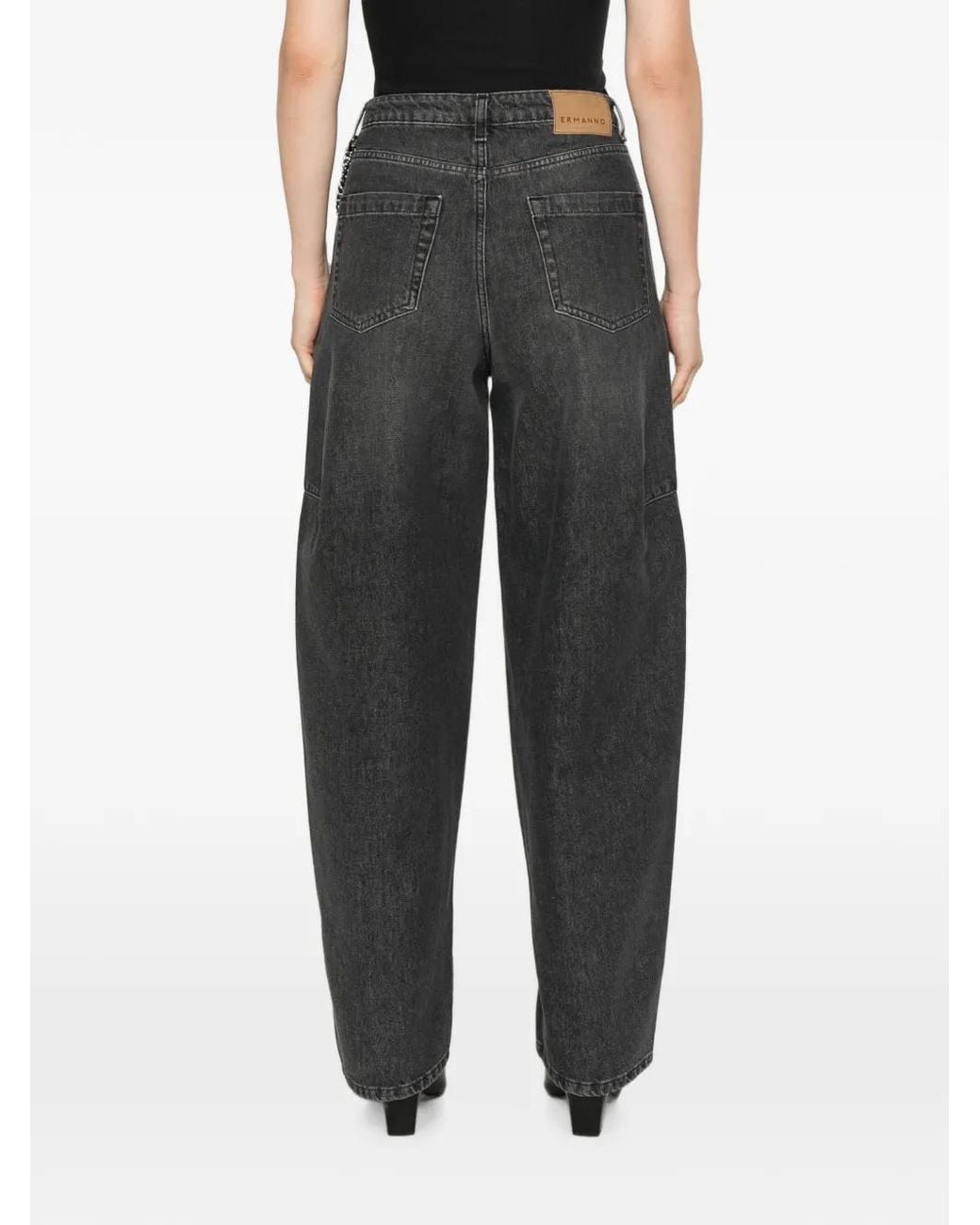 ERMANNO FIRENZE Gray Chain-Link Wide-Leg Jeans