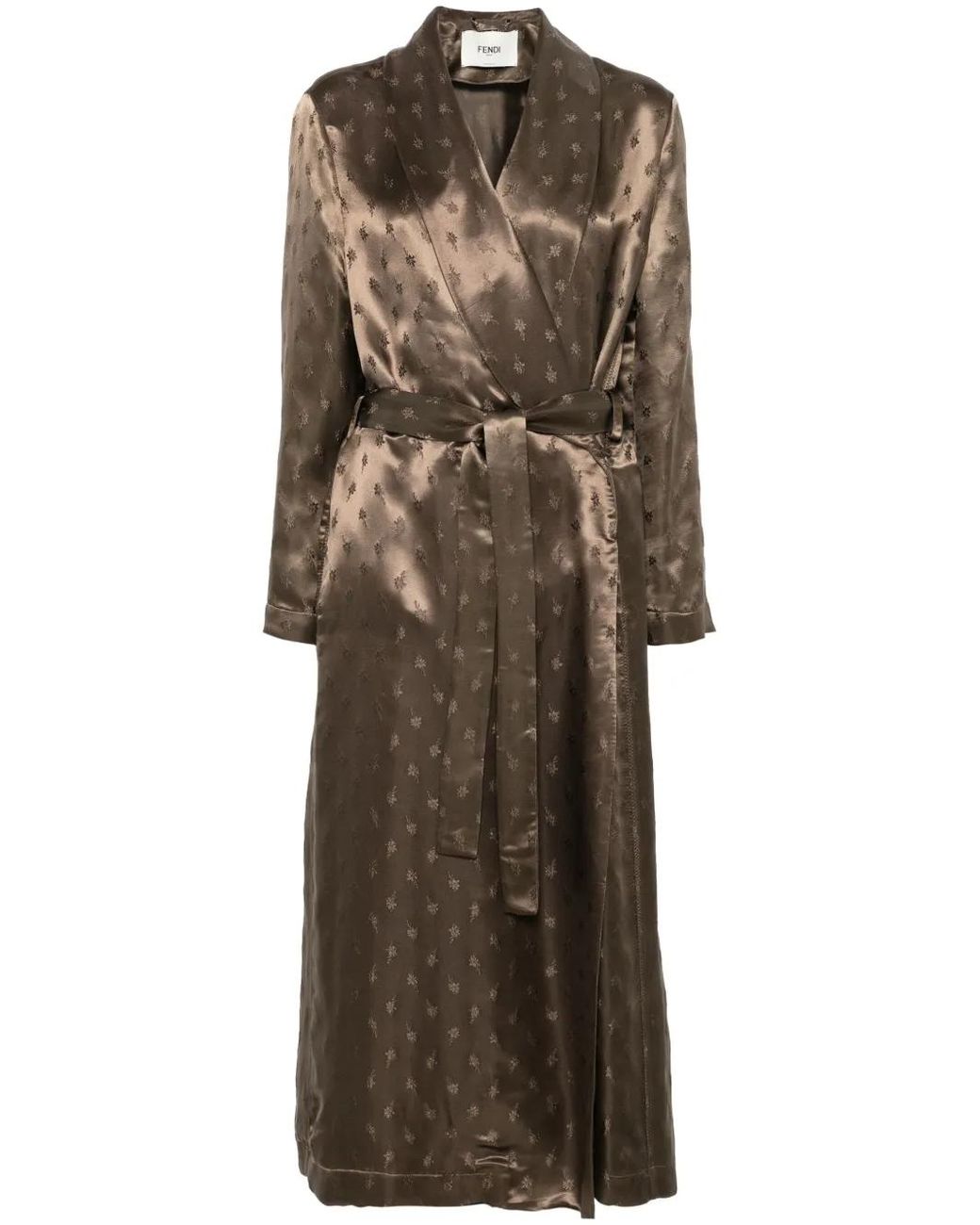 Fendi Natural Jacquard Overcoat