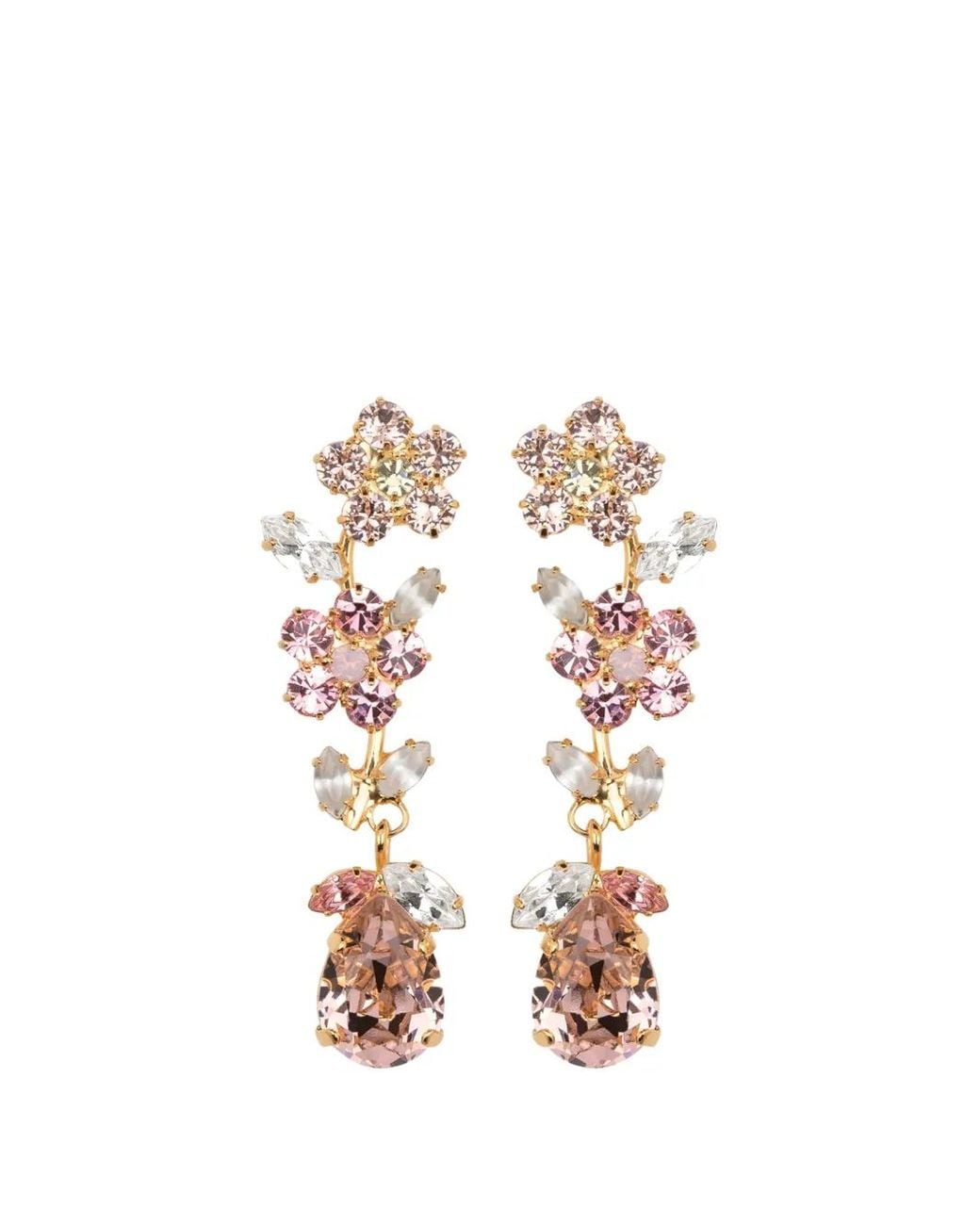 Jennifer Behr White Freesia Floral-Motif Drop Earrings