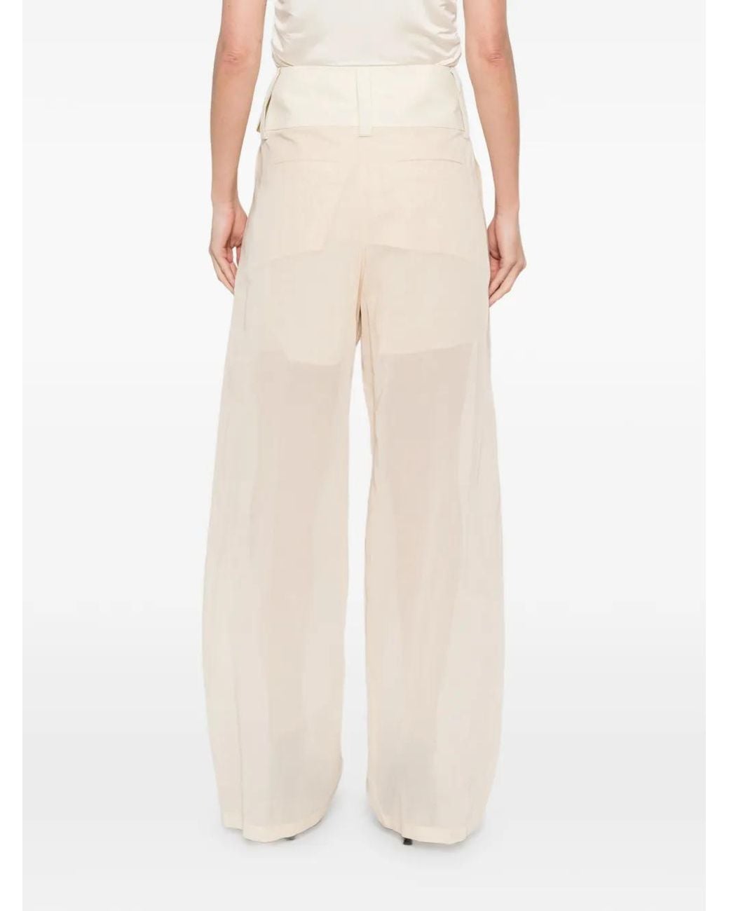 Sportmax White Pleated High-Waisted Trousers