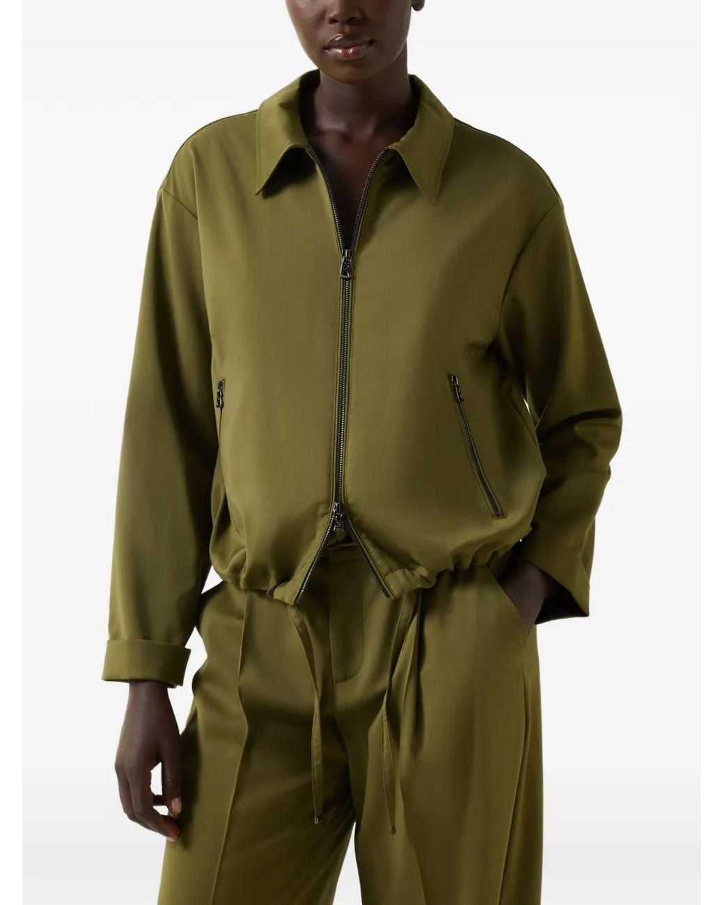 Bogner Green Elody Virgin-Wool Zip-Up Shirt Jacket