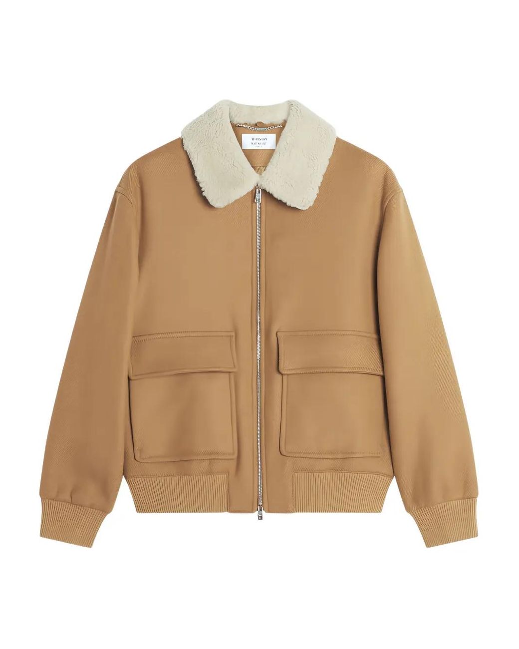 Chaqueta Con Cuello De Lana De Oveja Maison Kitsuné de hombre de color Natural