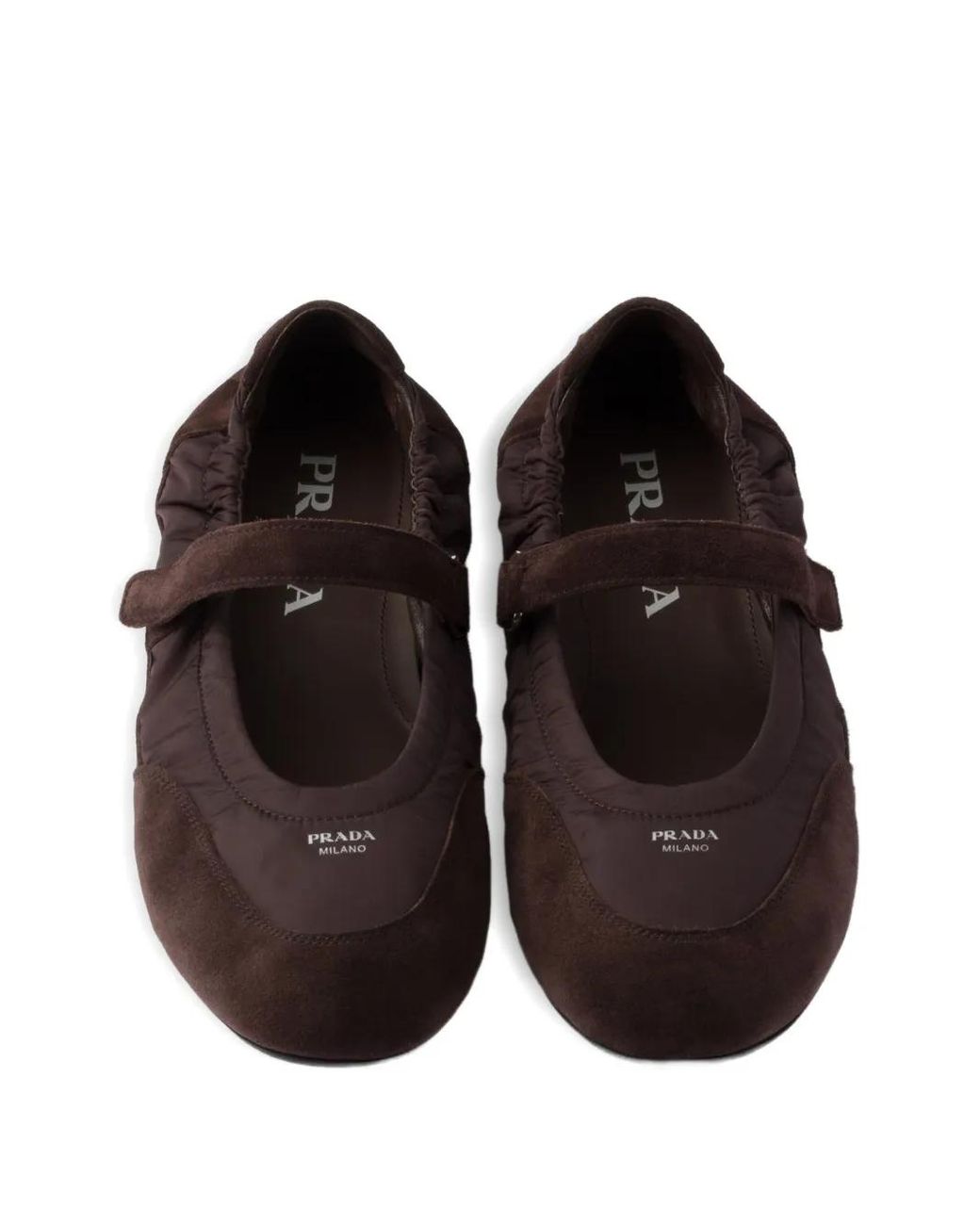 Prada Brown Collapse Panelled Ballet Flats