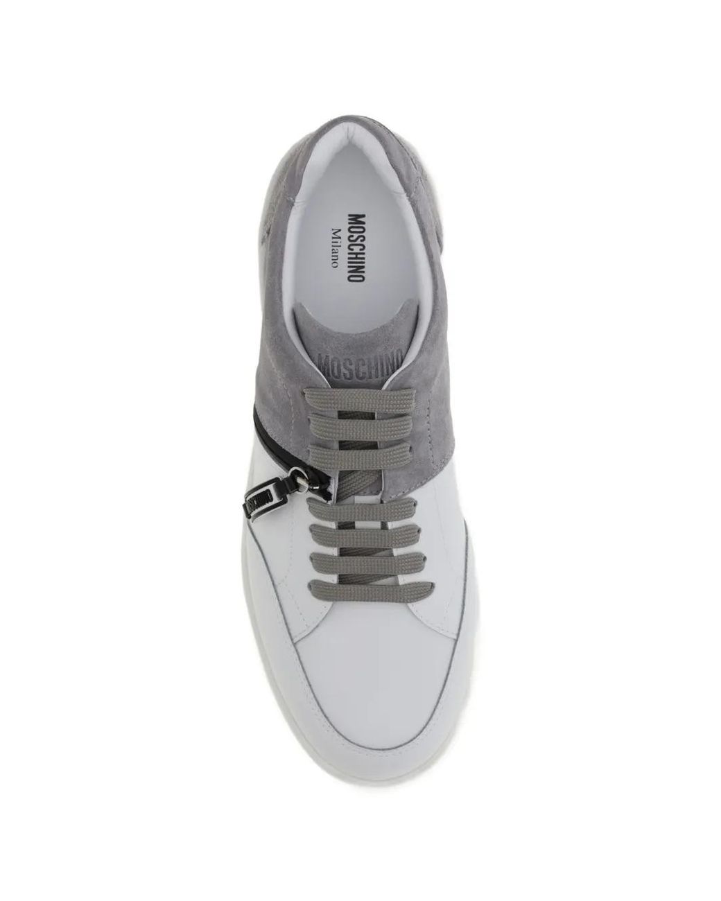 Moschino White Zip-Detail Sneakers for men