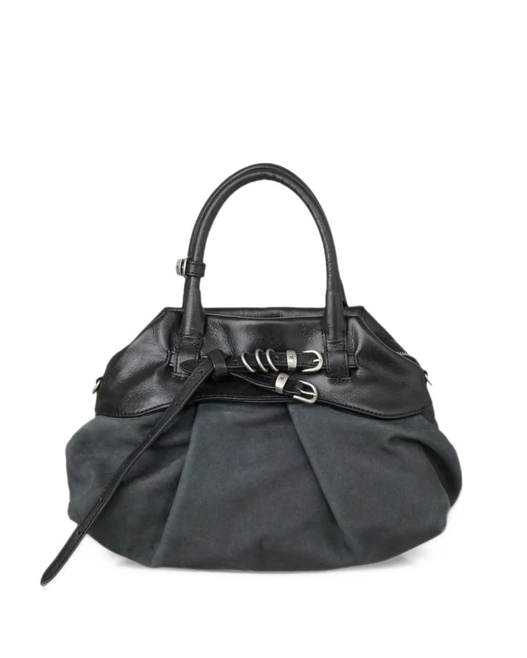 MARGE SHERWOOD Black Buckle-Detail Panelled Shoulder Bag