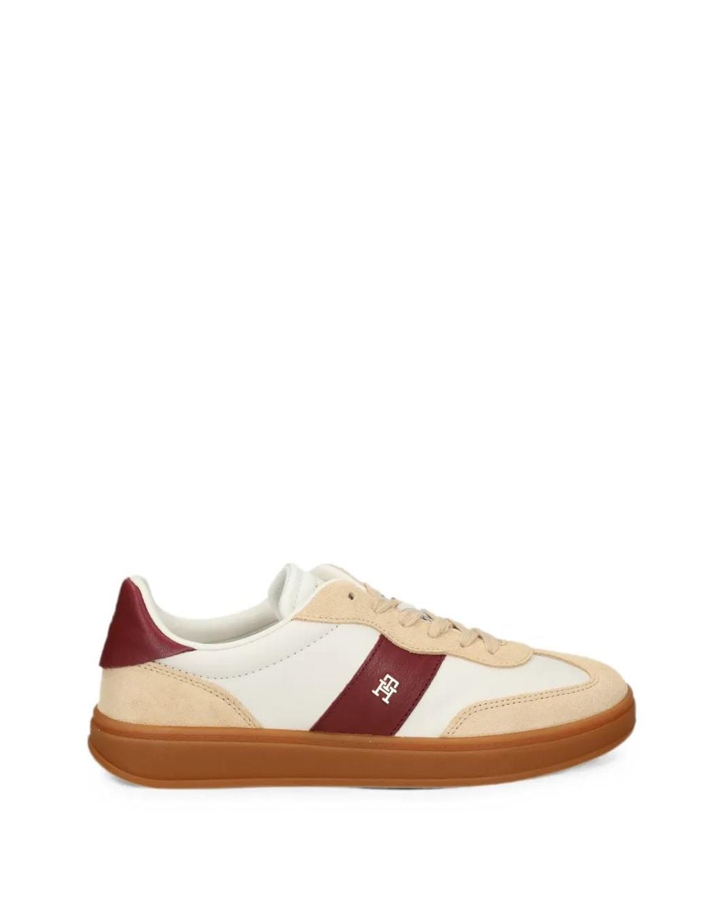 Tommy Hilfiger Brown Suede-Panelled Leather Sneakers