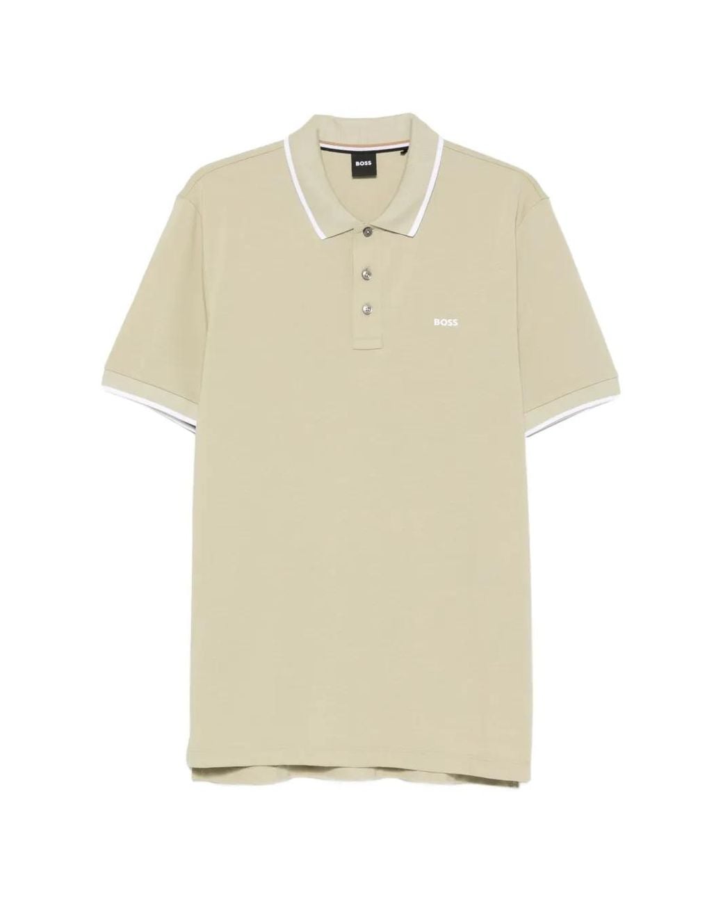 Boss Natural Parlay 190 Logo-Print Tipped Polo Shirt for men