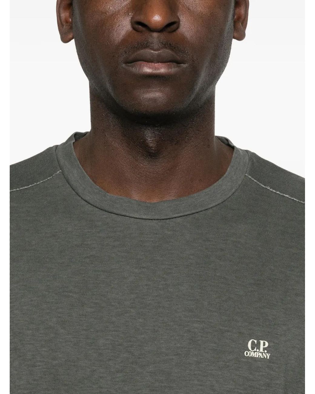 C P Company Gray Logo T-Shirt for men