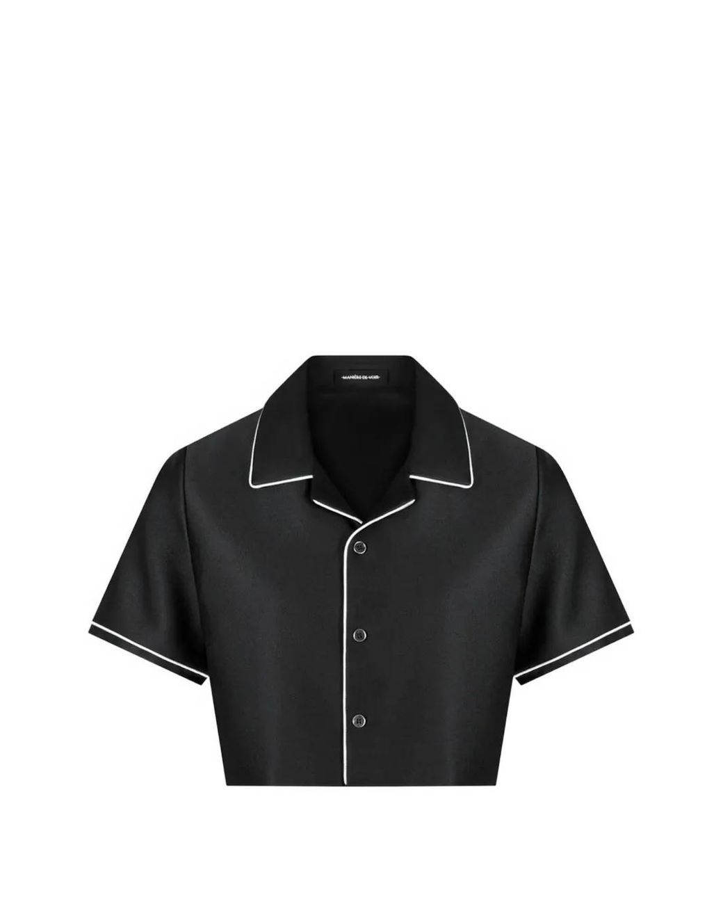 Manière De Voir Black Chemise Raccourcie En Satin Avec Liserés