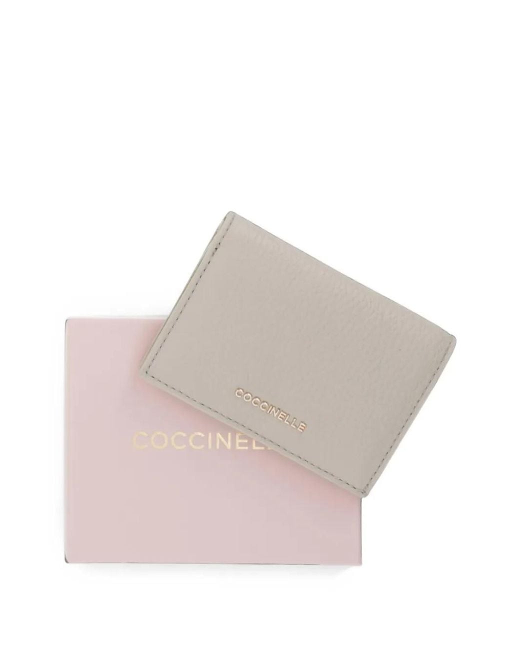 Coccinelle Gray Small Metallic Pebbled Logo-Lettering Wallet for men