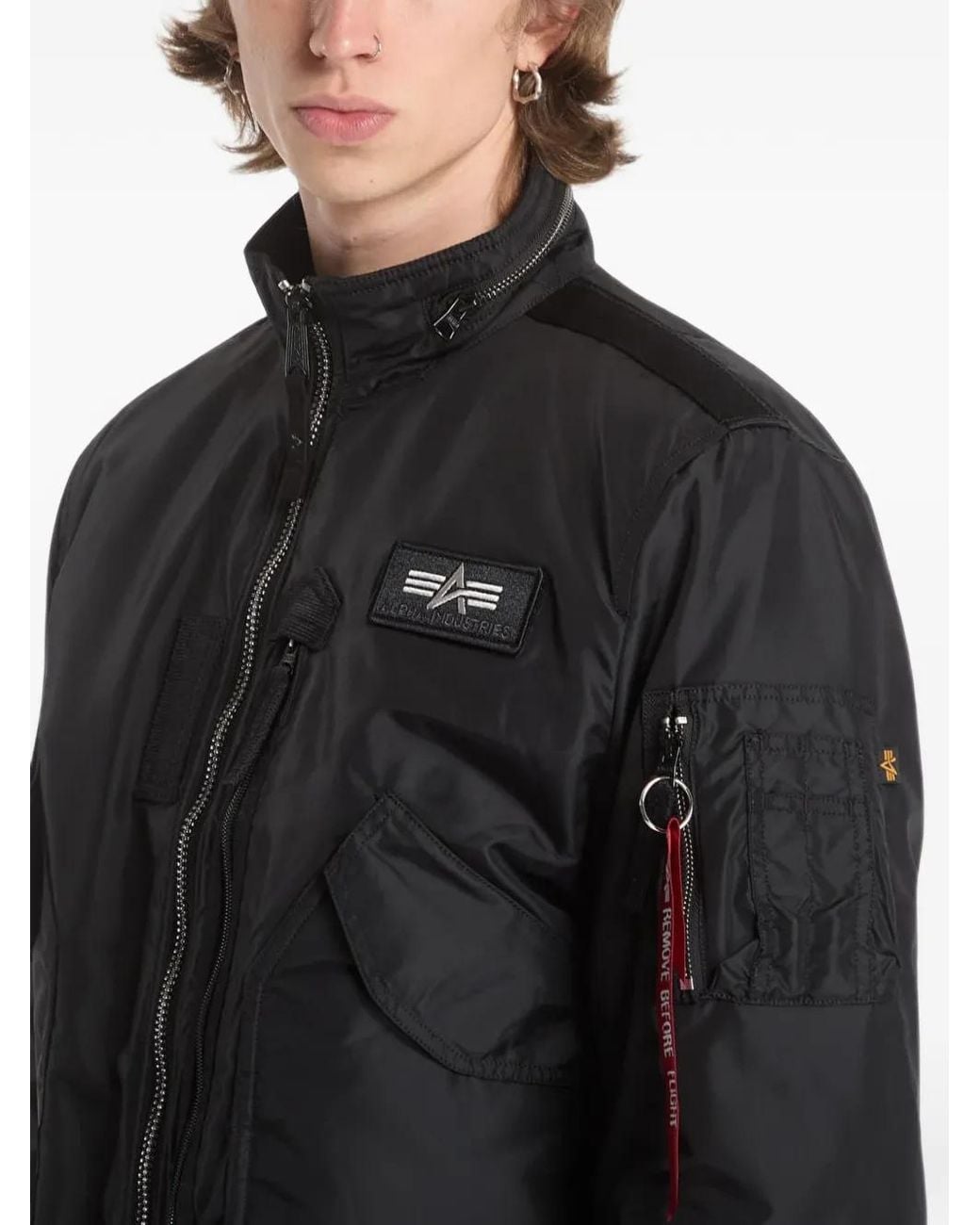 Alpha Industries Black Engine Bomber Jacket for men